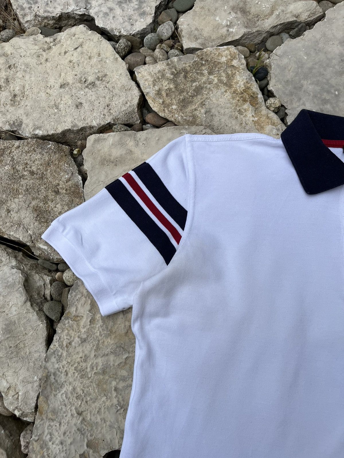 Balmain × Designer Balmain chest logo polo t-shirt tee with striped sleeves Size US L / EU 52-54 / 3 - 4 Thumbnail