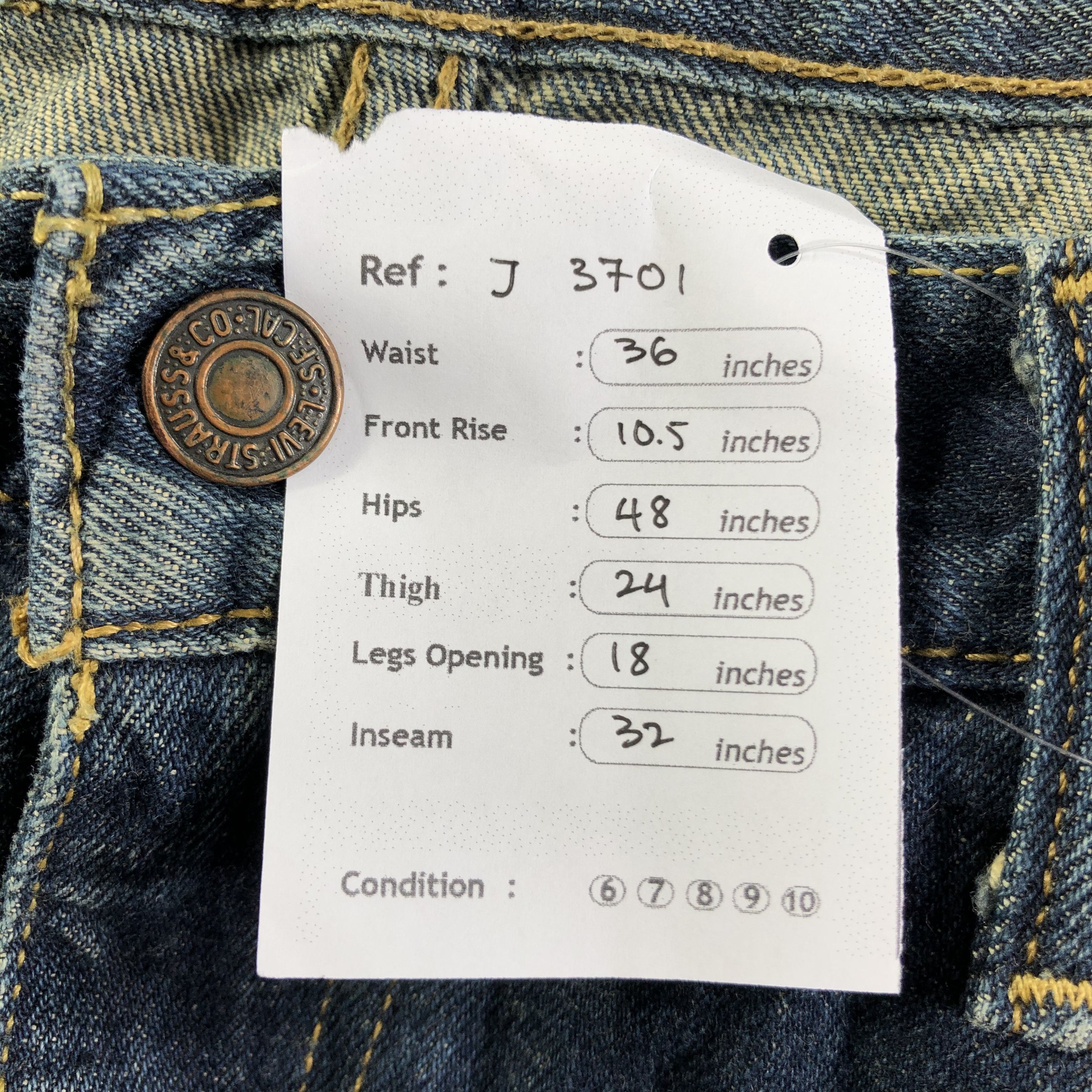 Levi's Vintage Blue Wash Levis 514 Jeans-J3701 Size US 36 / EU 52 - 13 Thumbnail