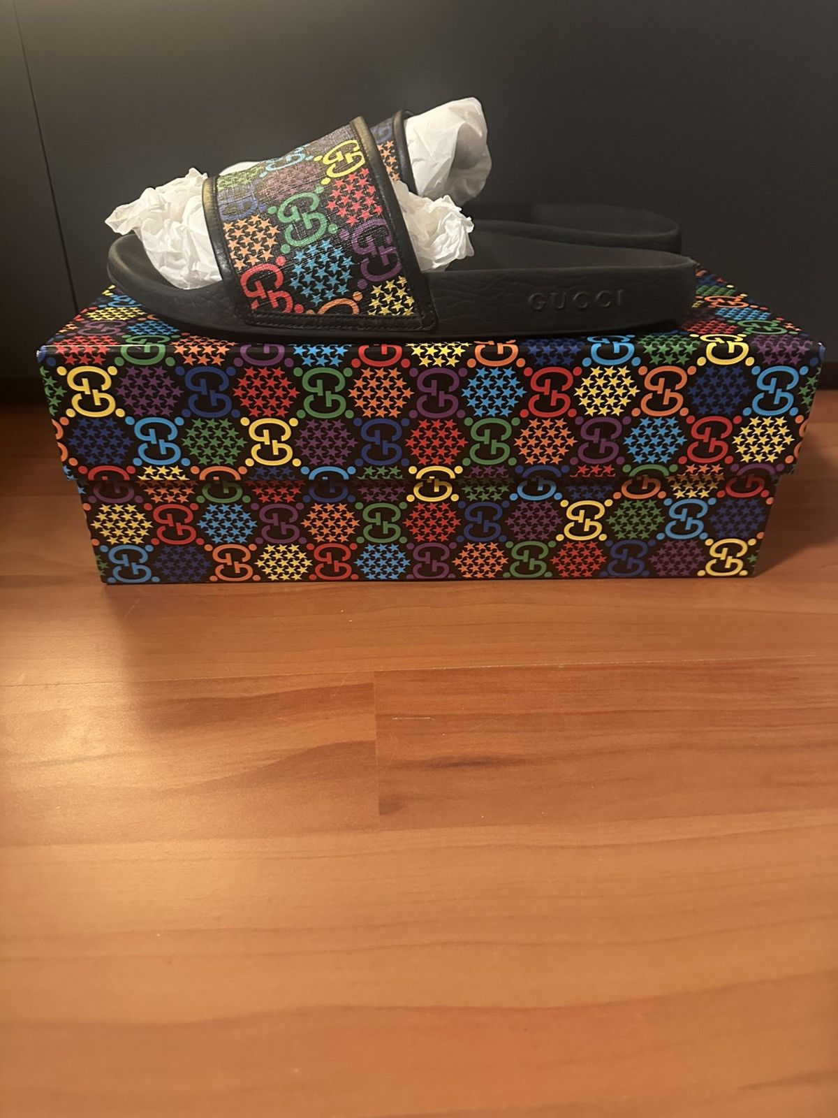 Gucci Gucci Multicolor Psychedelic Monogram Slides Sandals In Box Size US 12 / EU 45 - 5 Thumbnail