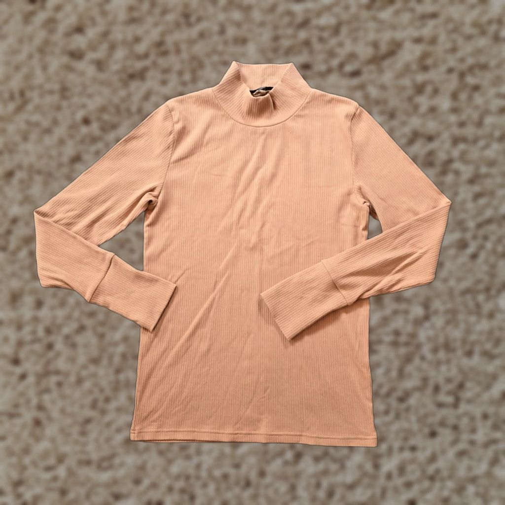 J.Crew J.CREW Top Womens Large Beige Ribbed Turtleneck Long Sleeve Blouse Casual Size L / US 10 / IT 46 - 1 Thumbnail