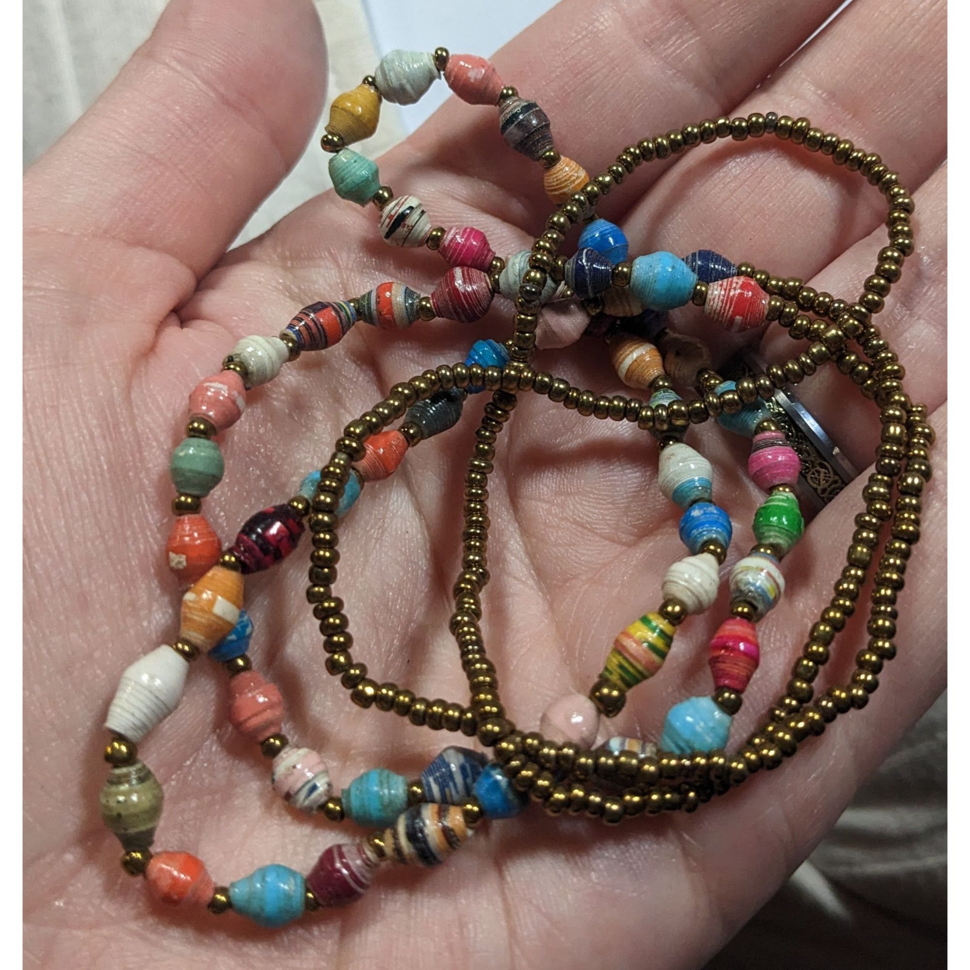 Other Bohemian Rainbow Wrapped Paper And Glass Beaded Necklace Size ONE SIZE - 2 Thumbnail