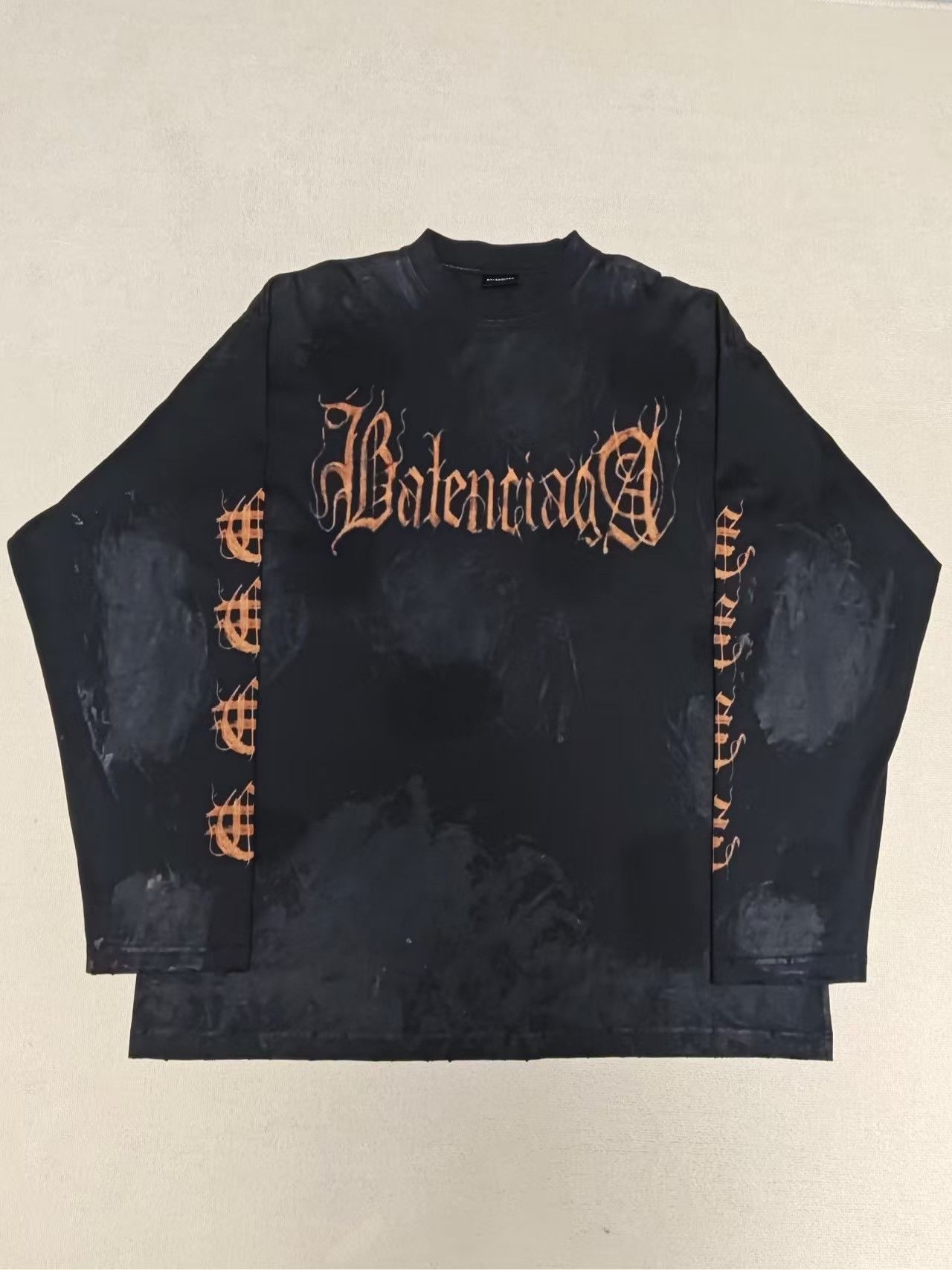 Balenciaga Balenciaga 23fw Loose Clay Dye Sanskrit Destruction Long Sl Size US S / EU 44-46 / 1 - 1 Thumbnail
