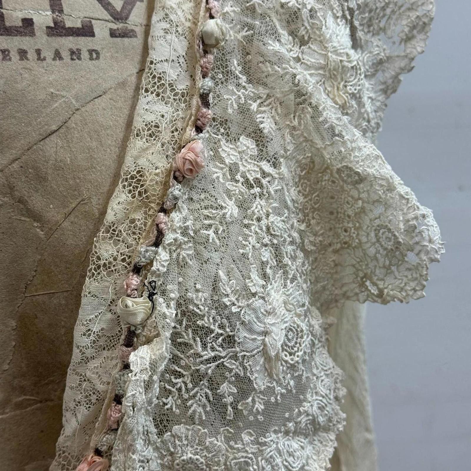 Other Antique Edwardian Tea Dress 1900s Bridal Wedding Lace Size XS / US 0-2 / IT 36-38 - 4 Thumbnail
