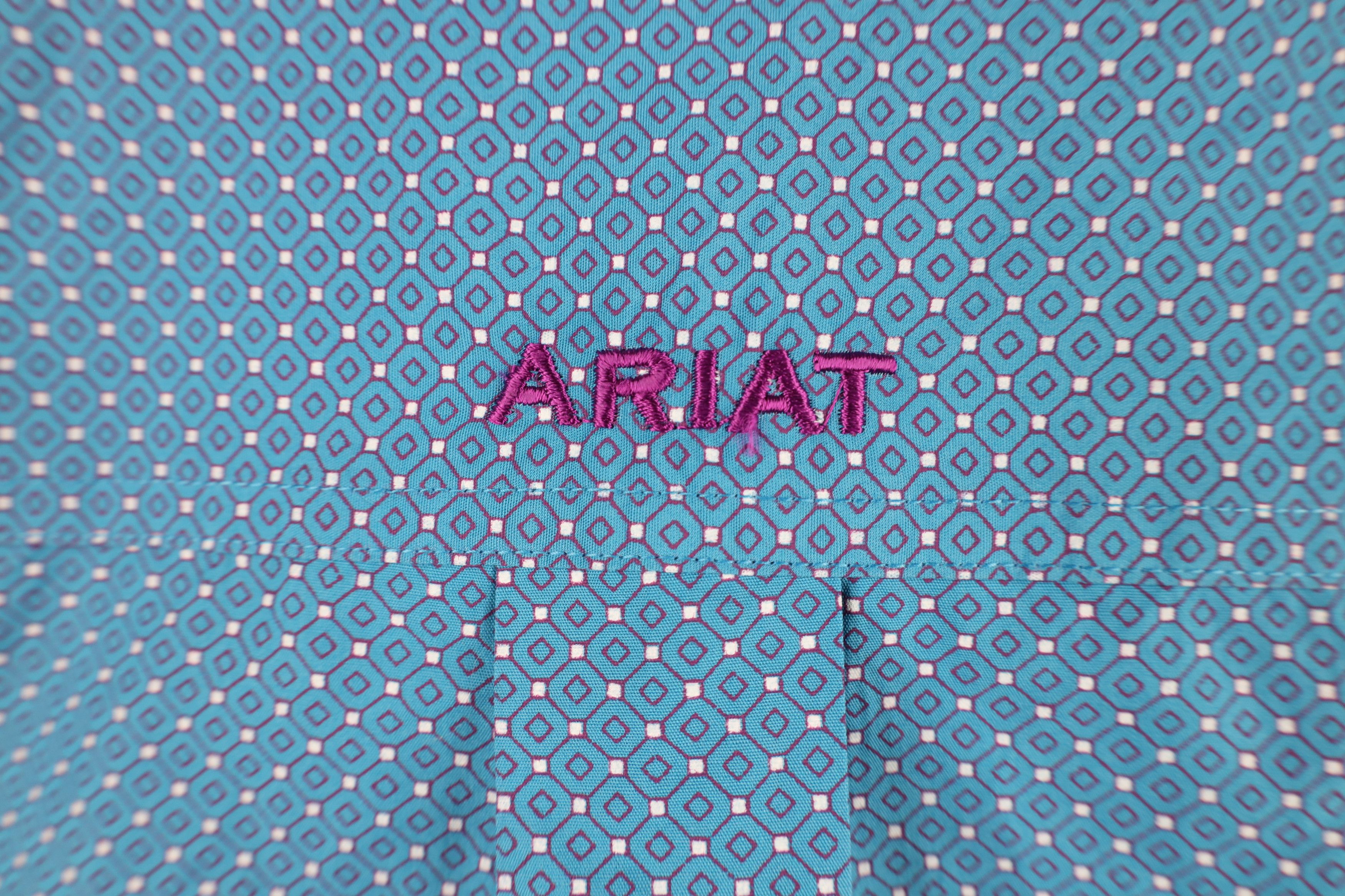 Ariat × Vintage Ariat Geometric Collared Workwear Button Down Shirt Blue Size US L / EU 52-54 / 3 - 11 Thumbnail