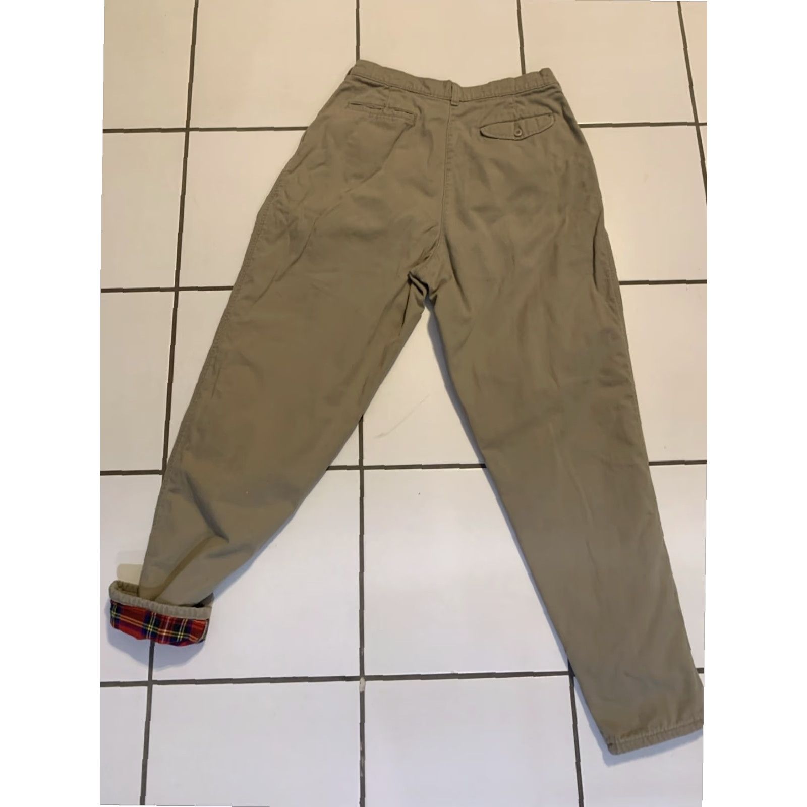 Vintage LL Bean Women's Beige Chino Pants Size 14 Flannel Lined Warm Size 36" / US 14 / IT 50 - 2 Thumbnail