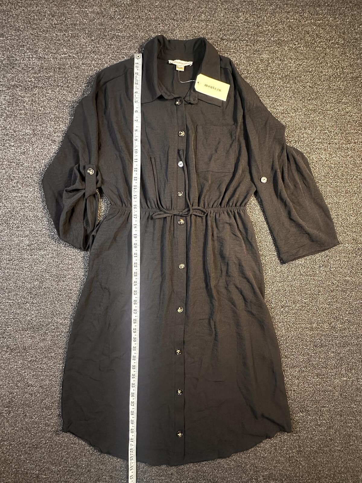 Other Monteau Button-Front Sz L Long Sleeve Drawstring Waist Dress Size L / US 10 / IT 46 - 4 Thumbnail