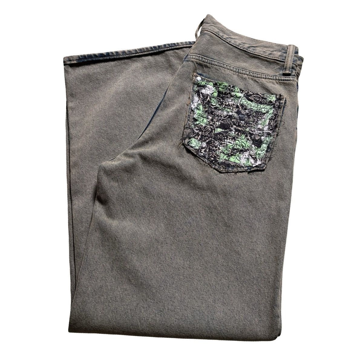 Other W&G Loose Fit Mud Wash Paisley Boro Denim Jeans Slime 32x28 Size US 32 / EU 48 - 3 Thumbnail