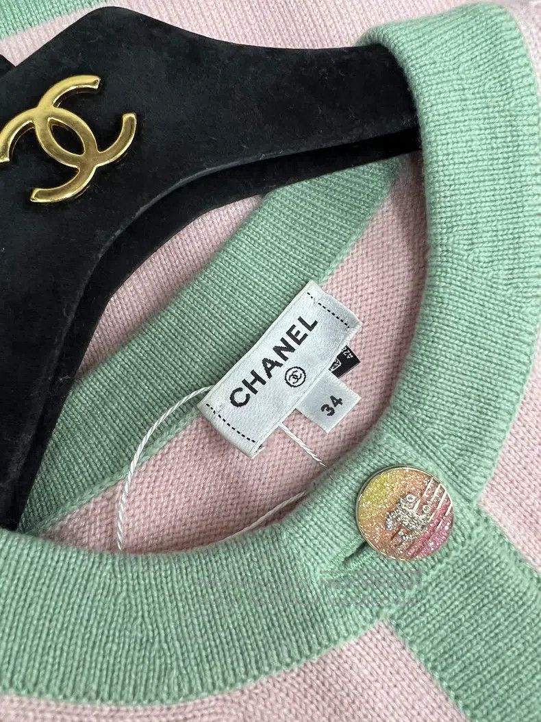 Chanel Chanel 24C pink green edge four-pocket knitted cardigan co Size XXS / US 00 / IT 34 - 4 Thumbnail