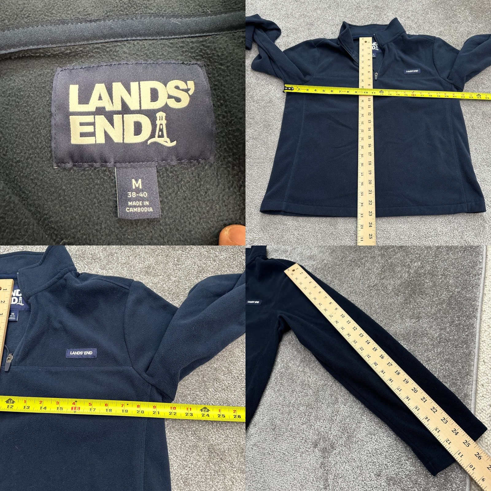 Lands' End Lands' End Anyweather Fleece Jacket Medium Navy Blue 1/4 Zip Outdoor Hiking Mens Size US M / EU 48-50 / 2 - 8 Thumbnail