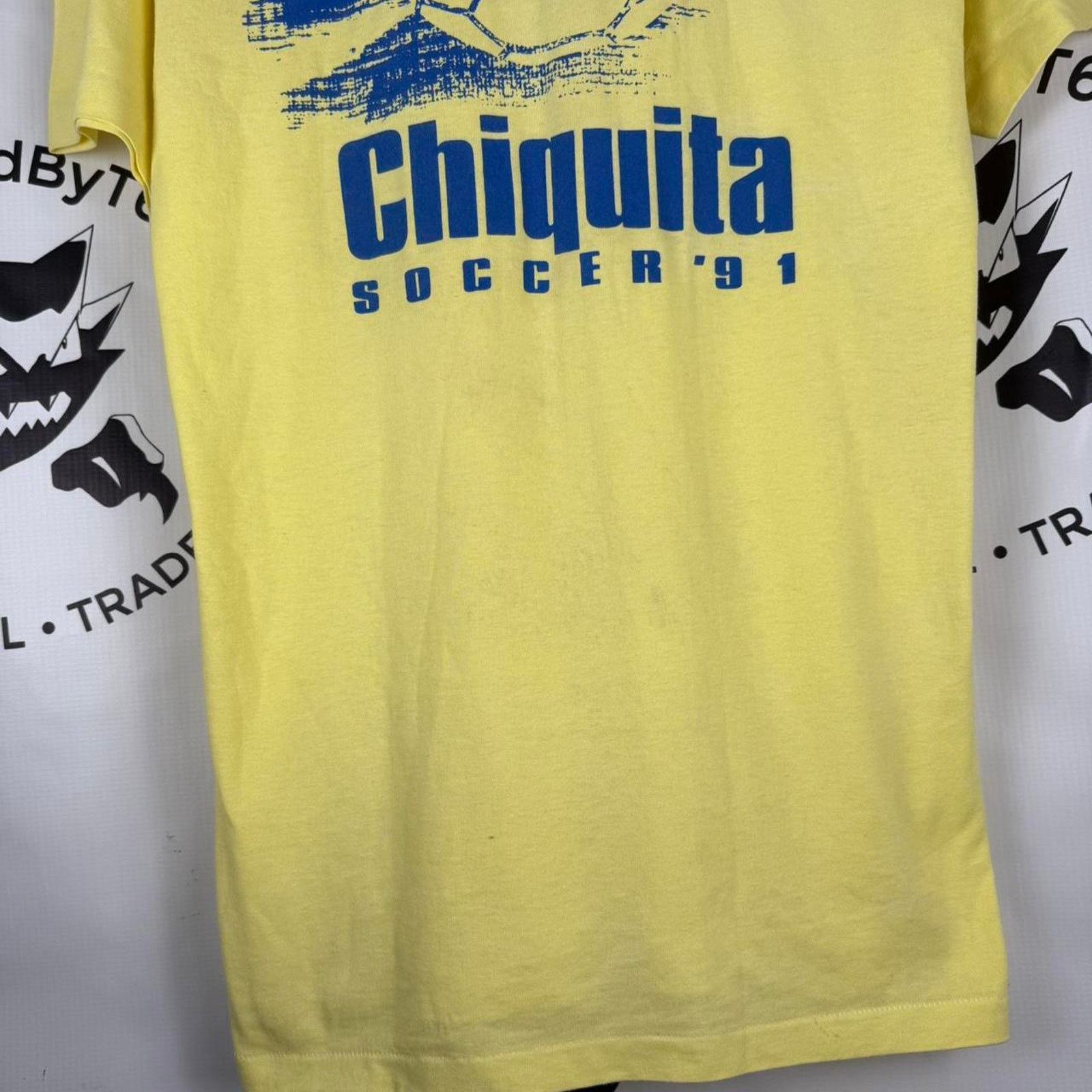 Vintage Yellow Chiquita Bananas Soccer 91 cotton t-shirt streetwear Size US L / EU 52-54 / 3 - 4 Thumbnail