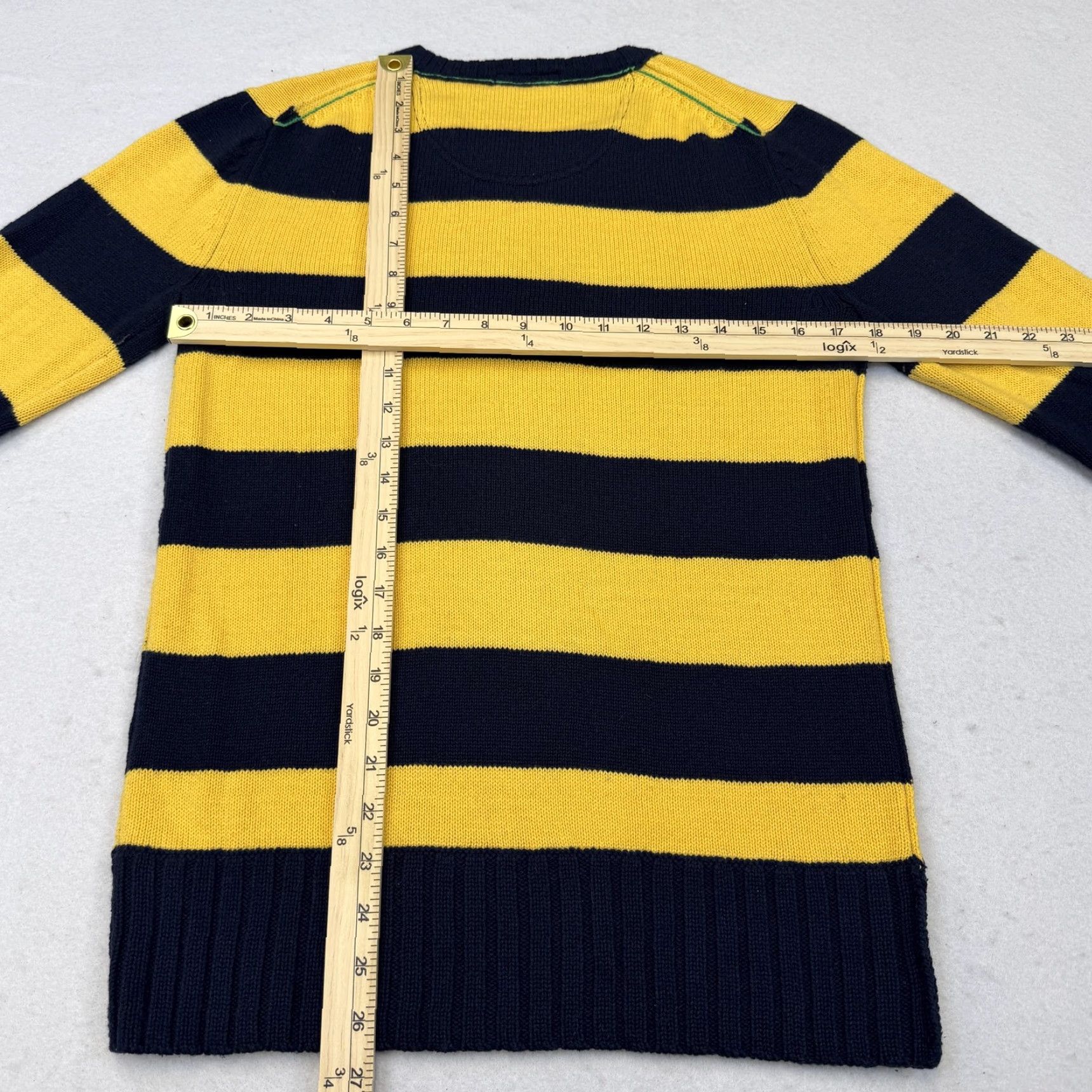 American Eagle Outfitters American Eagle Outfitters Sweater Mens XS Yellow Striped Knit Crewneck Logo Size US XS / EU 42 / 0 - 6 Thumbnail