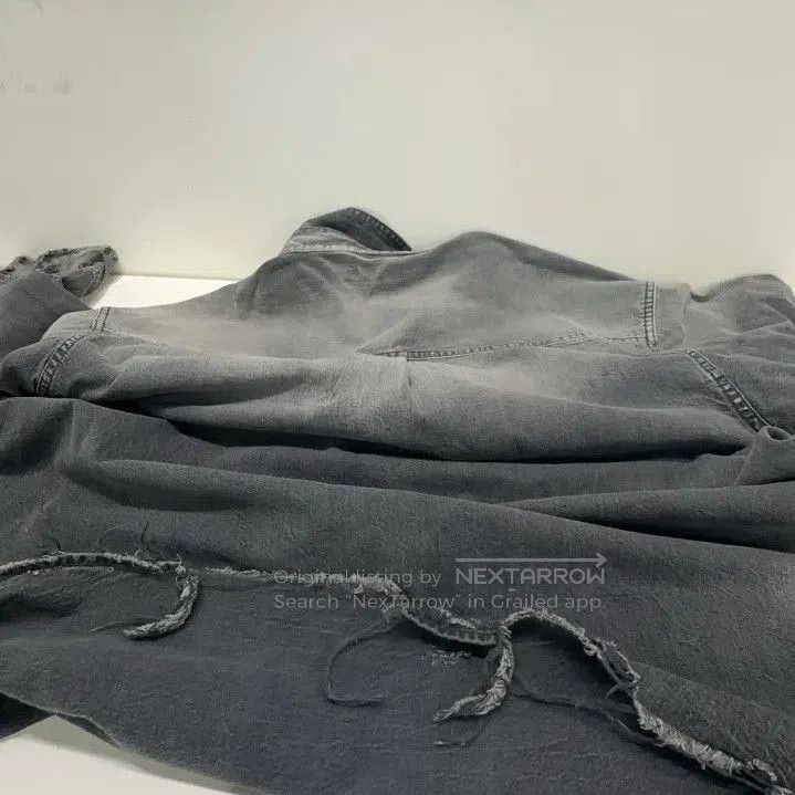 Balenciaga SS21 Ripped Denim Long Sleeve Shirt.