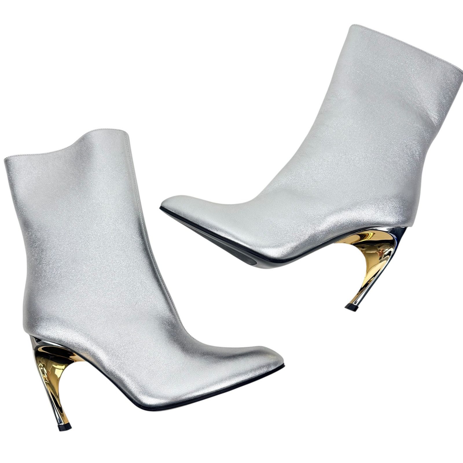 Alexander McQueen New Alexander Mcqueen Armadillo Metallic Leather Ankle Boots Size US 7 / IT 37 - 7 Thumbnail