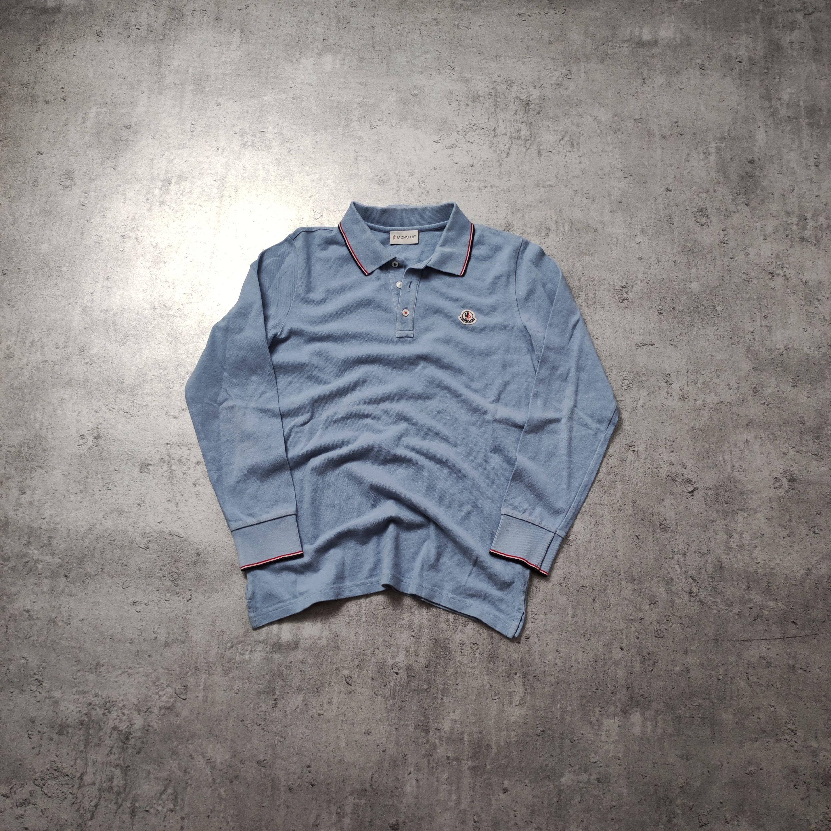 Moncler RARE Moncler Maglia Manica Longsleeve Gray-Blue Polo Shirt Size S / US 4 / IT 40 - 1 Thumbnail