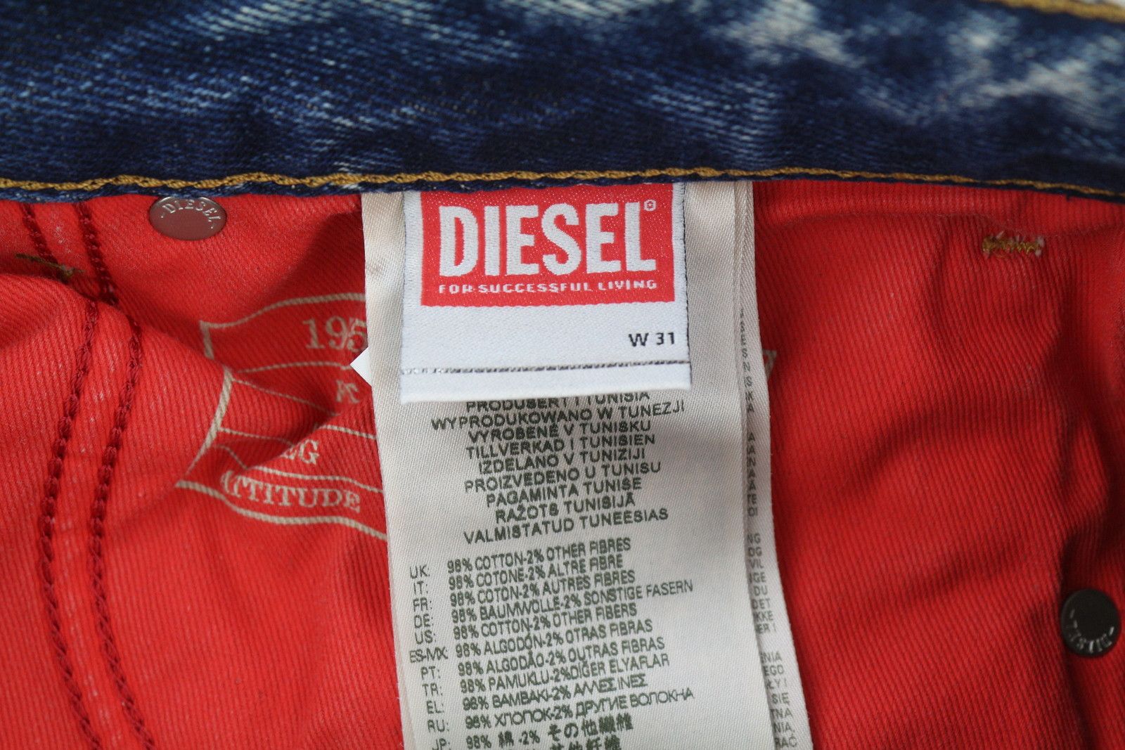Diesel 1955 09E10 W31/L32 Blue Regular Straight Distress 85392 Size US 31 - 8 Thumbnail