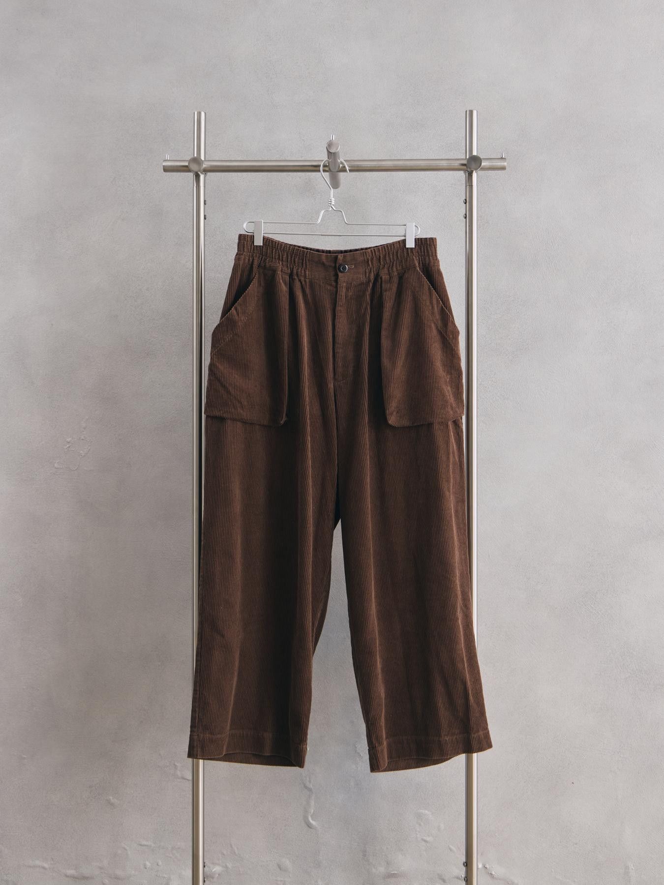 VOAAOV CORDUROY Gather Waist Wide Pants