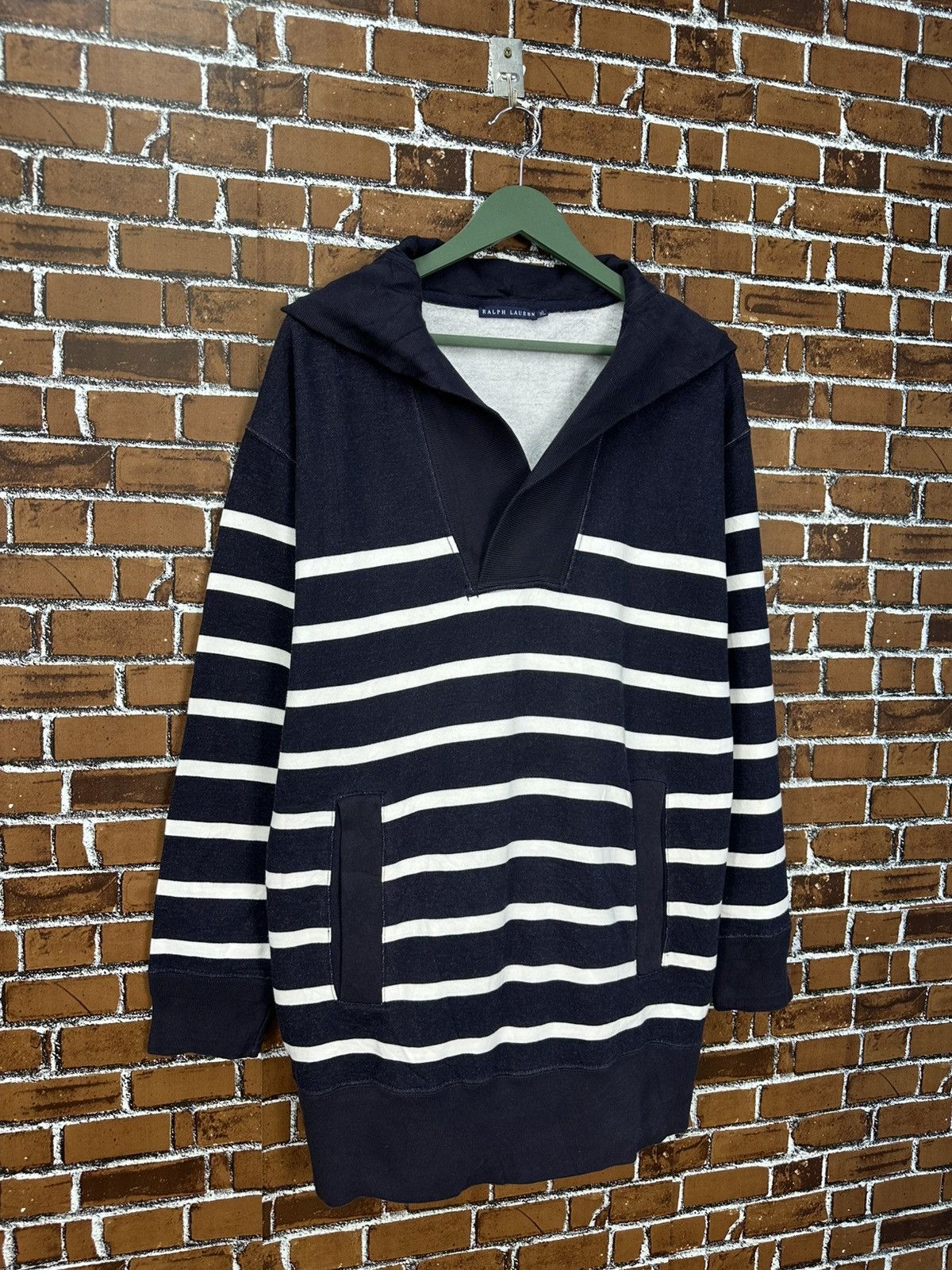 Ralph Lauren Vintage Ralph Lauren Wharf Knit Hoodie in Navy Stripe Z386 Size US XL / EU 56 / 4 - 3 Thumbnail