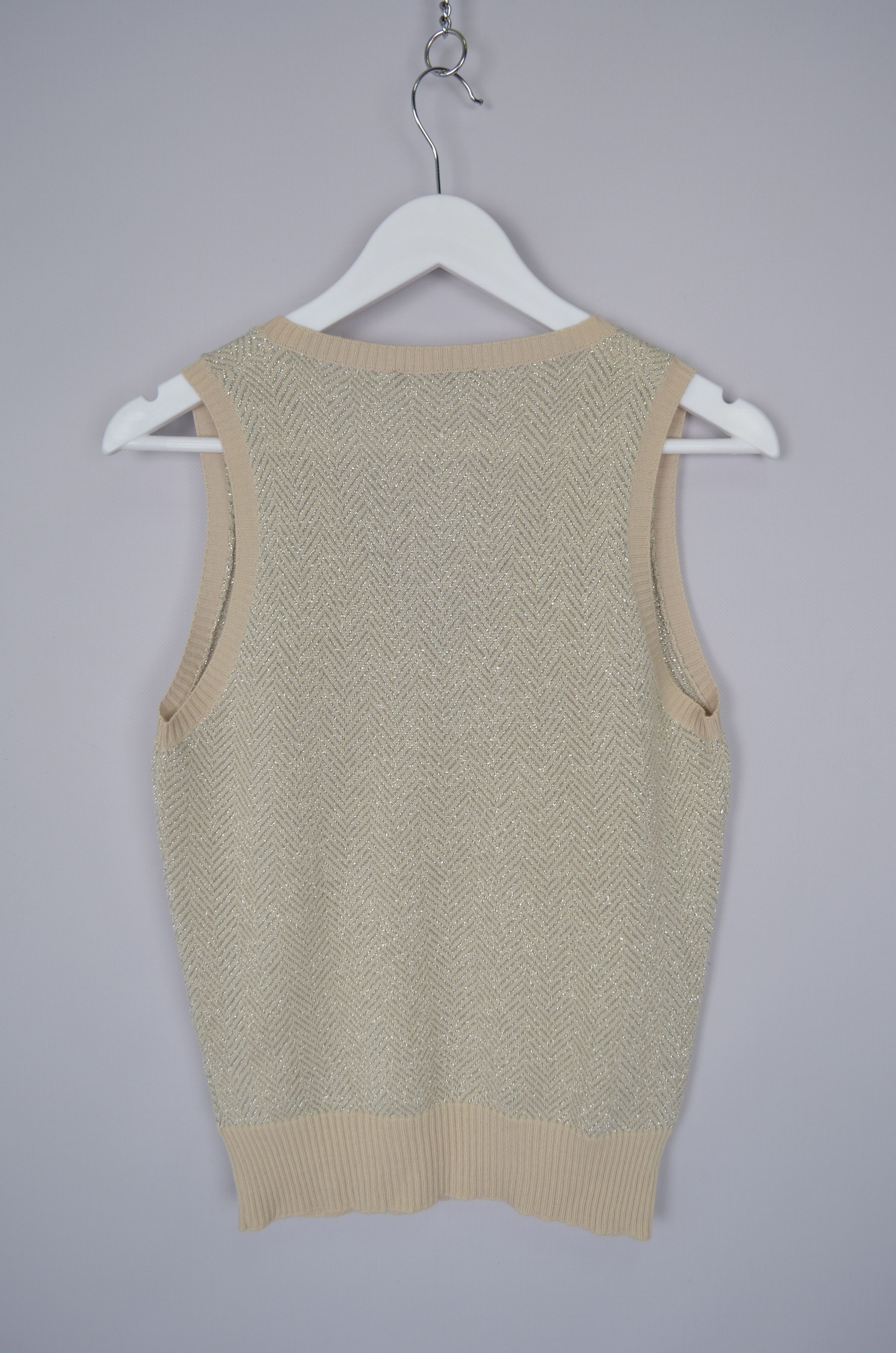 Gucci × Vintage GUCCI Beige & Silver Wool Vest Tank Top Sleeveless RARE Size S / US 4 / IT 40 - 14 Thumbnail