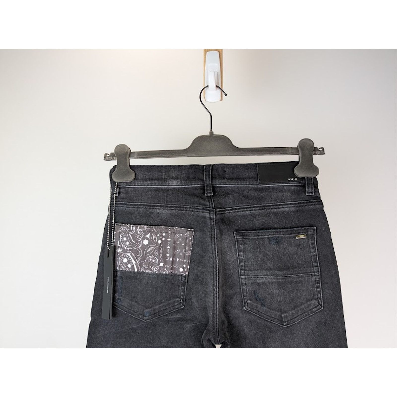Amiri o1rshd1 Vintage Bandana Artpatch Skinny Denim Jeans Black Size US 36 / EU 52 - 13 Thumbnail