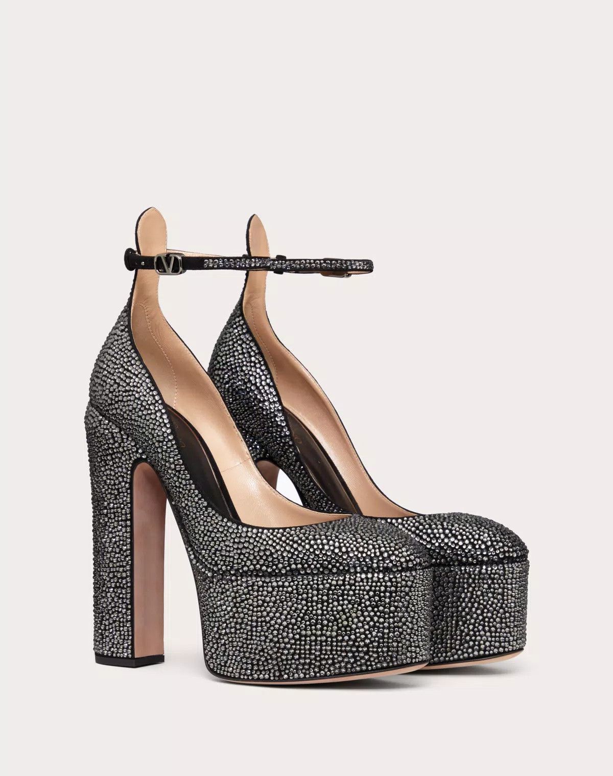 Valentino o1s1wg111125 Tan-Go Pumps Sandals with Crystals in Black Size US 12 / IT 42 - 2 Thumbnail