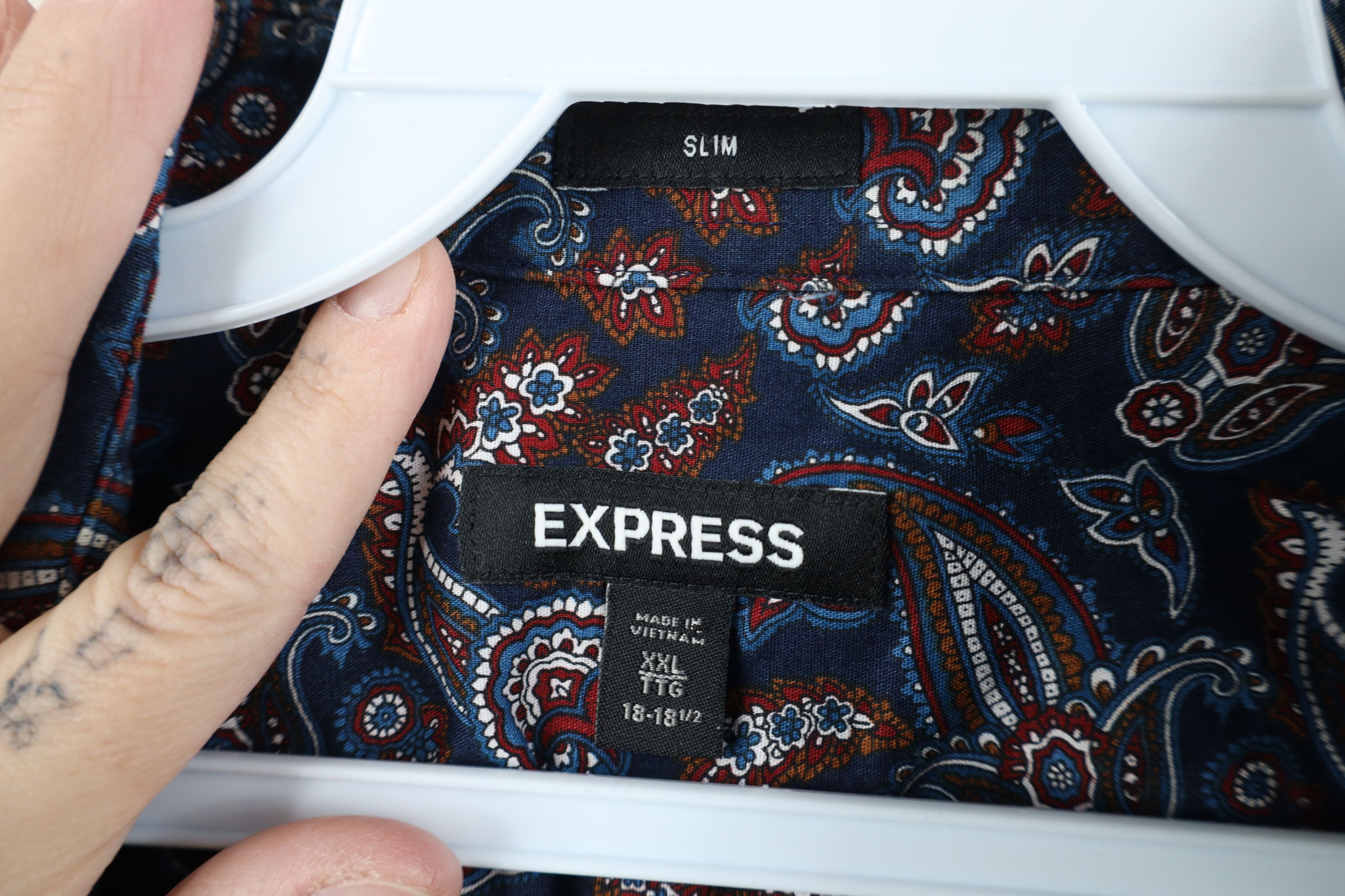 Express Express Slim Paisley Geometric Collared Button Shirt Cotton Size US XXL / EU 58 / 5 - 5 Thumbnail