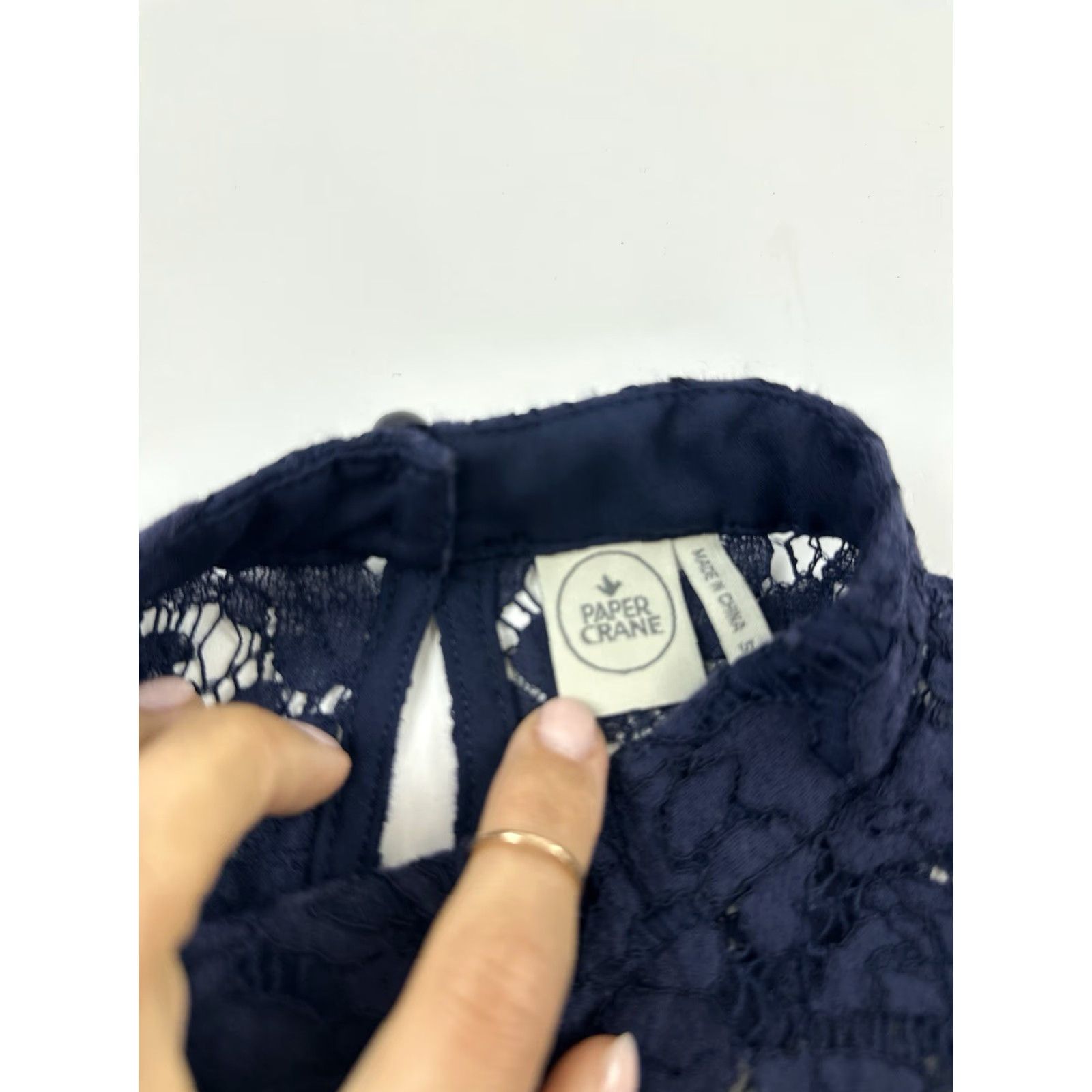 Anthropologie Paper Crane Shirt Women’s S Blue Lace Top Sleeveless Mock Neck Pullover Casual Tank Blouse Size S / US 4 / IT 40 - 3 Thumbnail