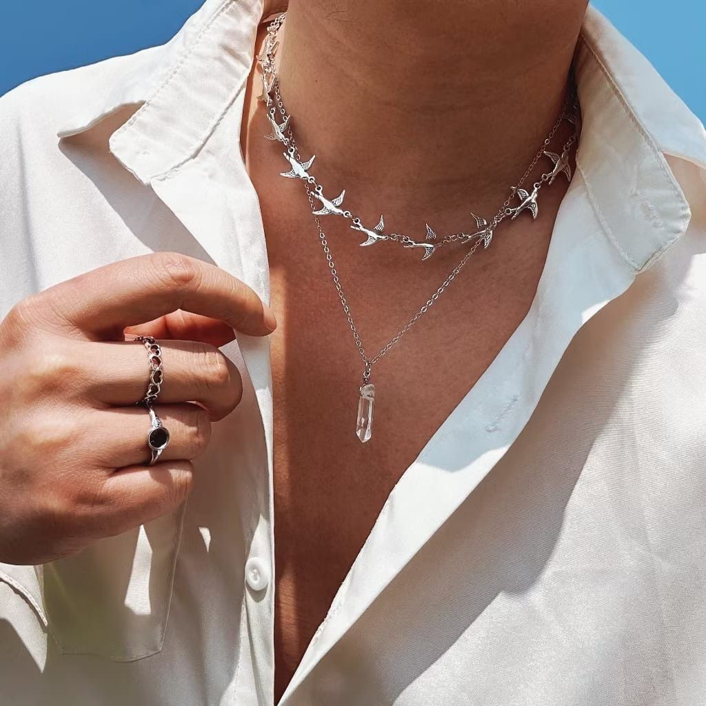 Jewelry Volux Double Layer Titanium Necklace Size ONE SIZE - 6 Thumbnail