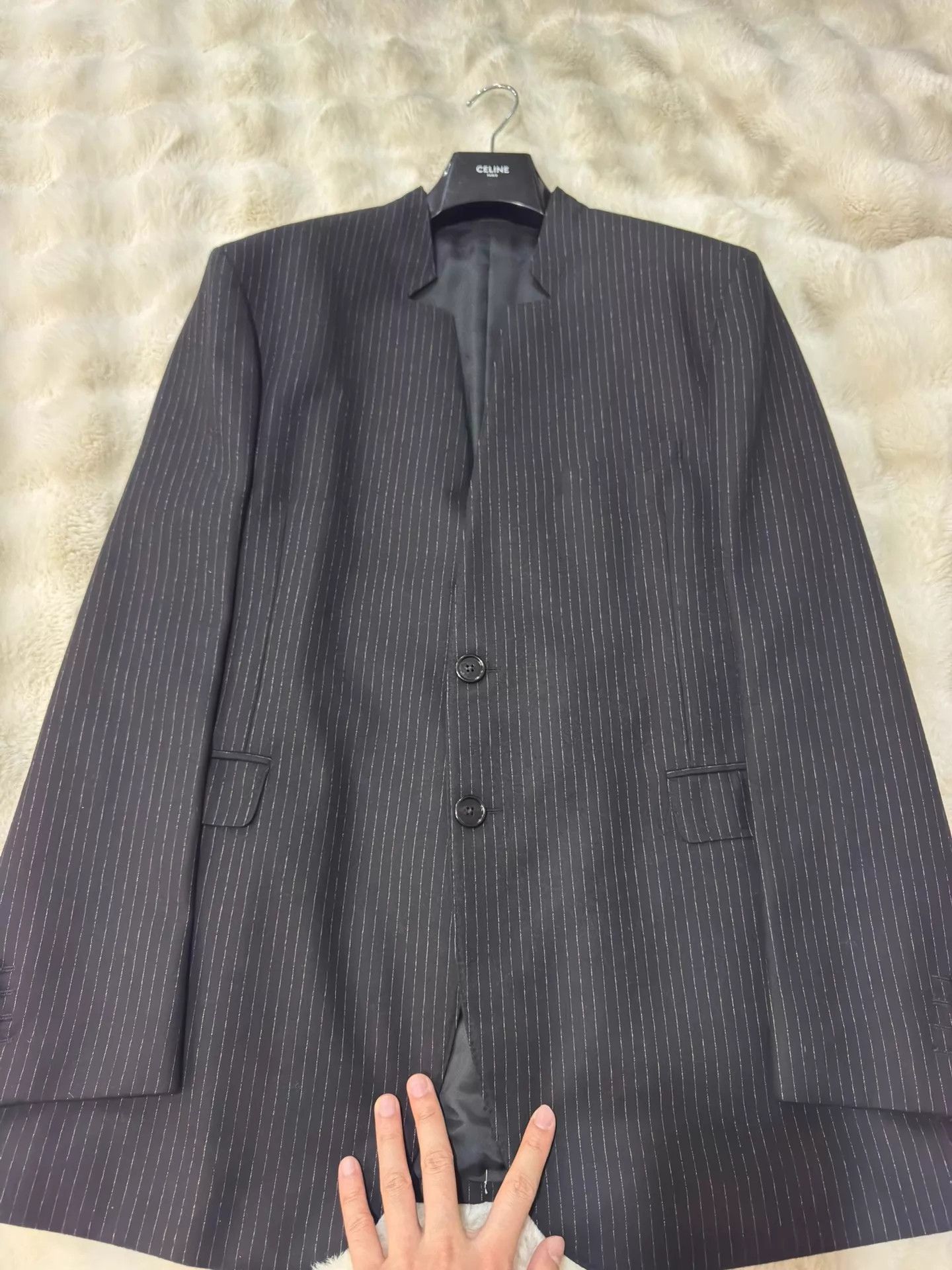 Celine Celine 22fw Hedi stand collar thin stripe suit 54 Size 54L - 4 Thumbnail