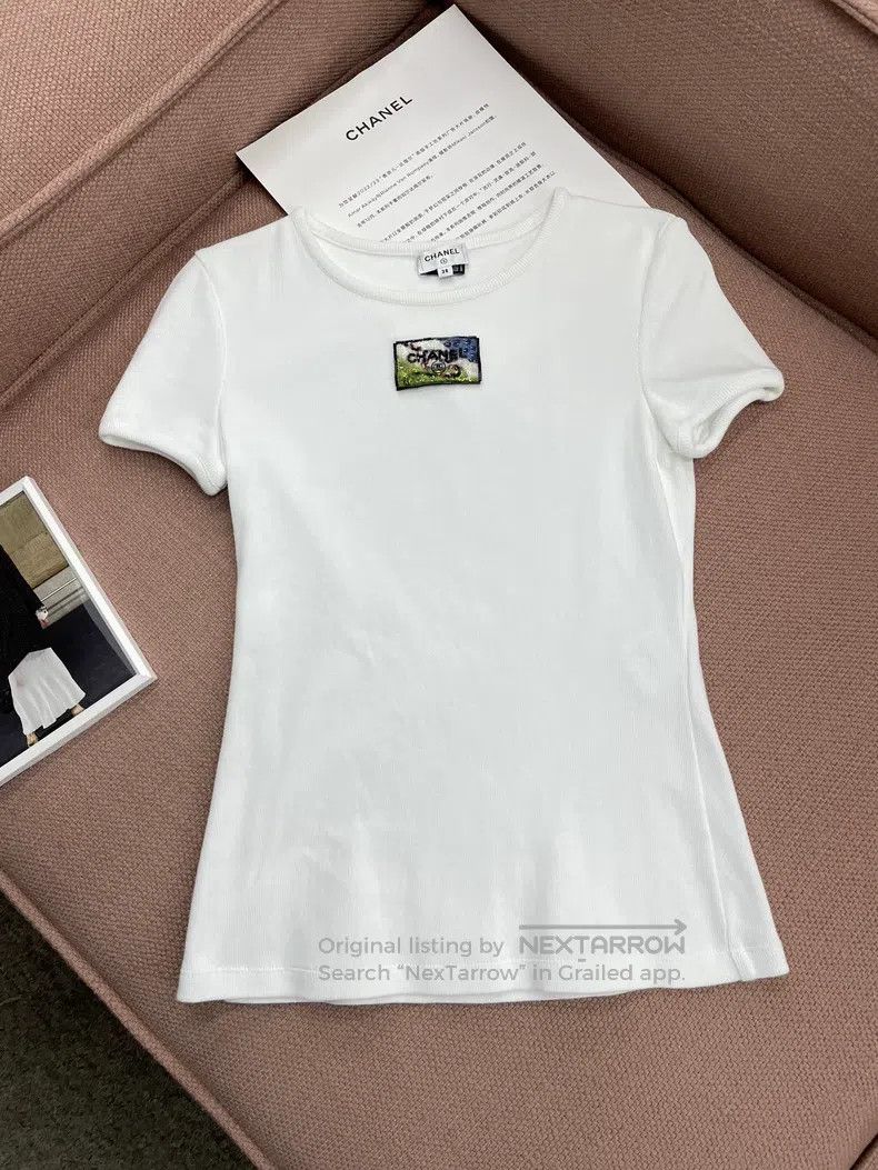 Chanel Chanel 23C white beaded letter embroidery short sleeves Size XS / US 0-2 / IT 36-38 - 1 Thumbnail