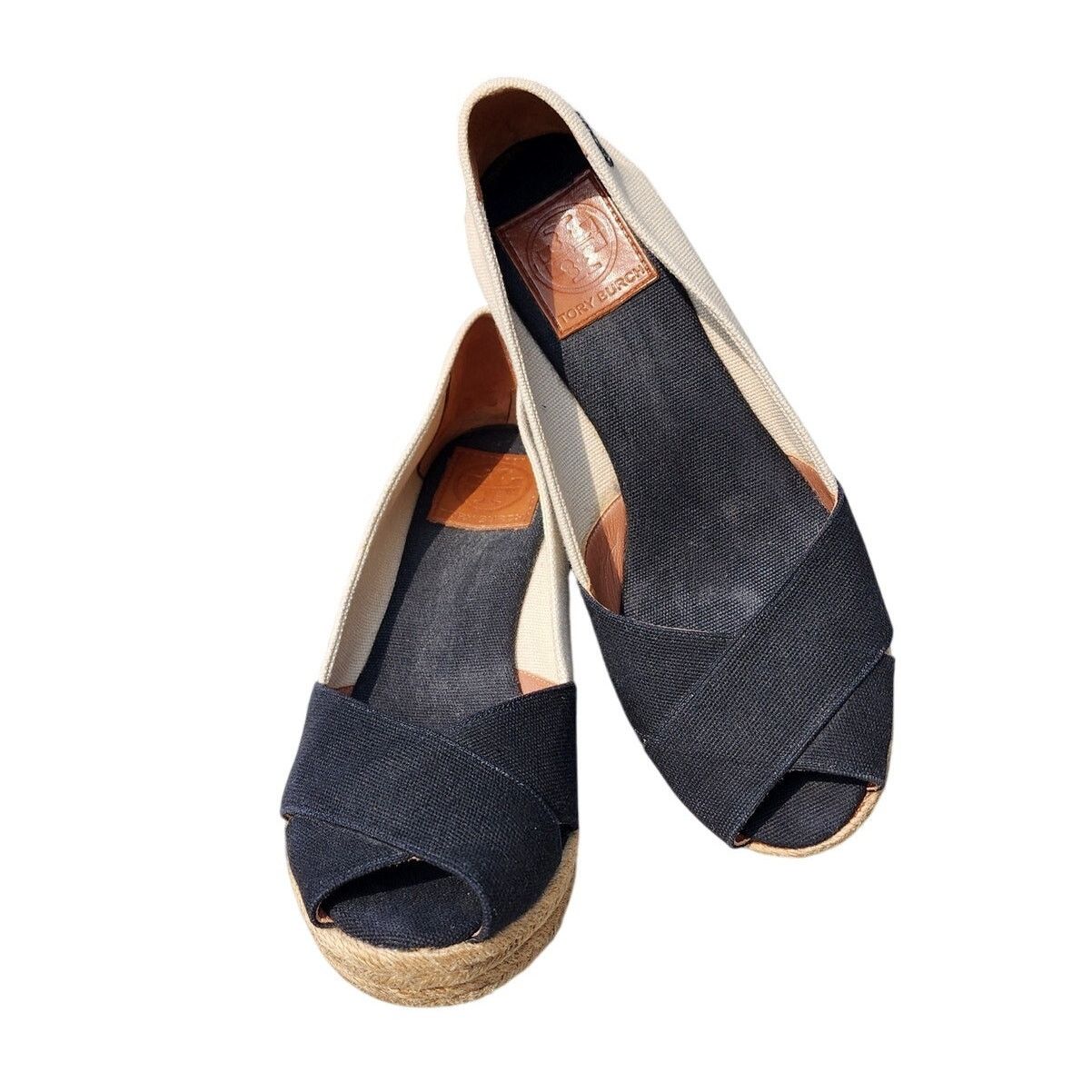 Tory Burch Tory Burch Filipa Canvas Peep Toe Espadrille Wedges 9 Size US 9 / IT 39 - 9 Thumbnail