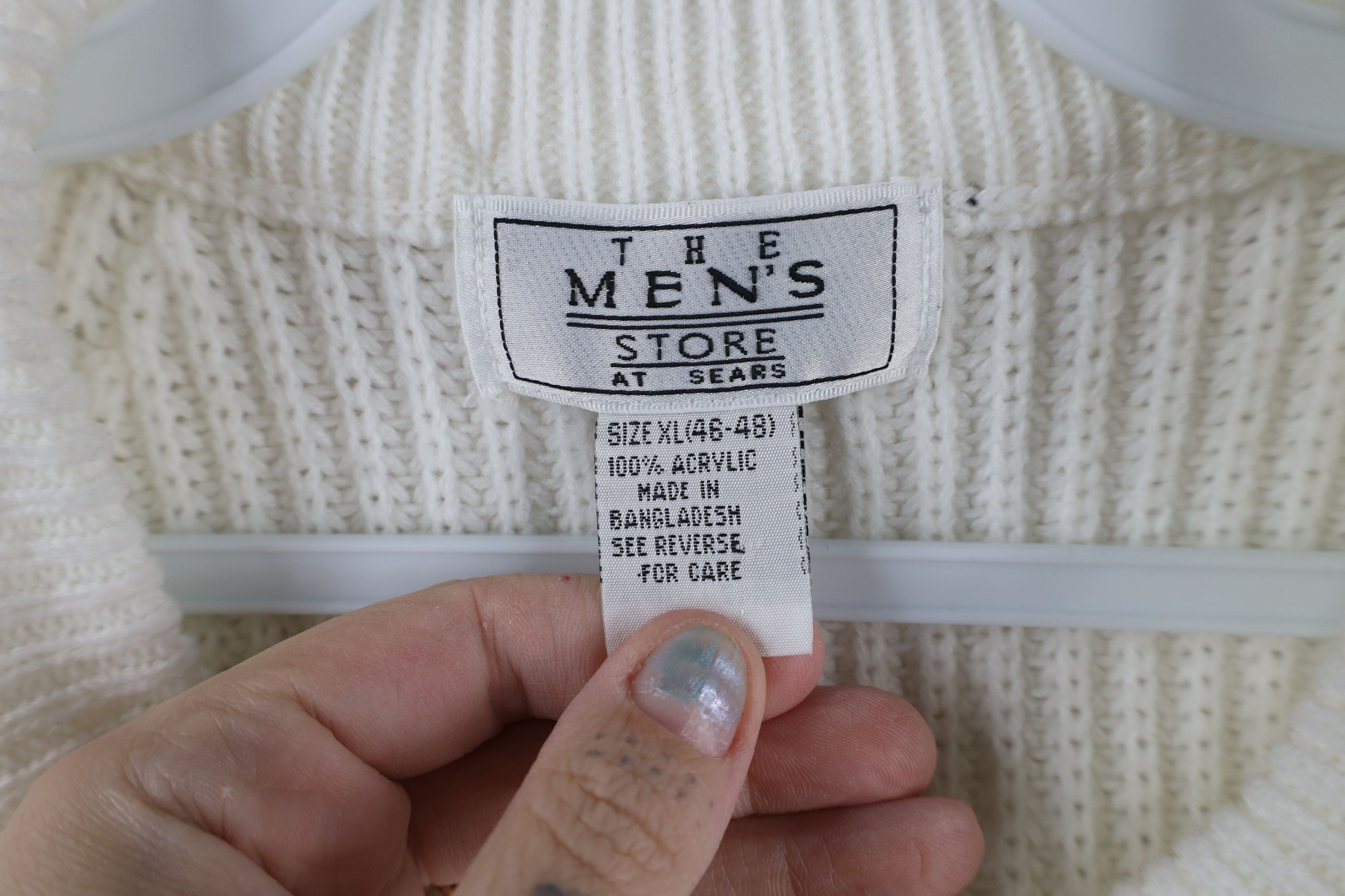 Vintage Vintage 70s Streetwear Ribbed Knit Crewneck Sweater White Size US XL / EU 56 / 4 - 4 Thumbnail