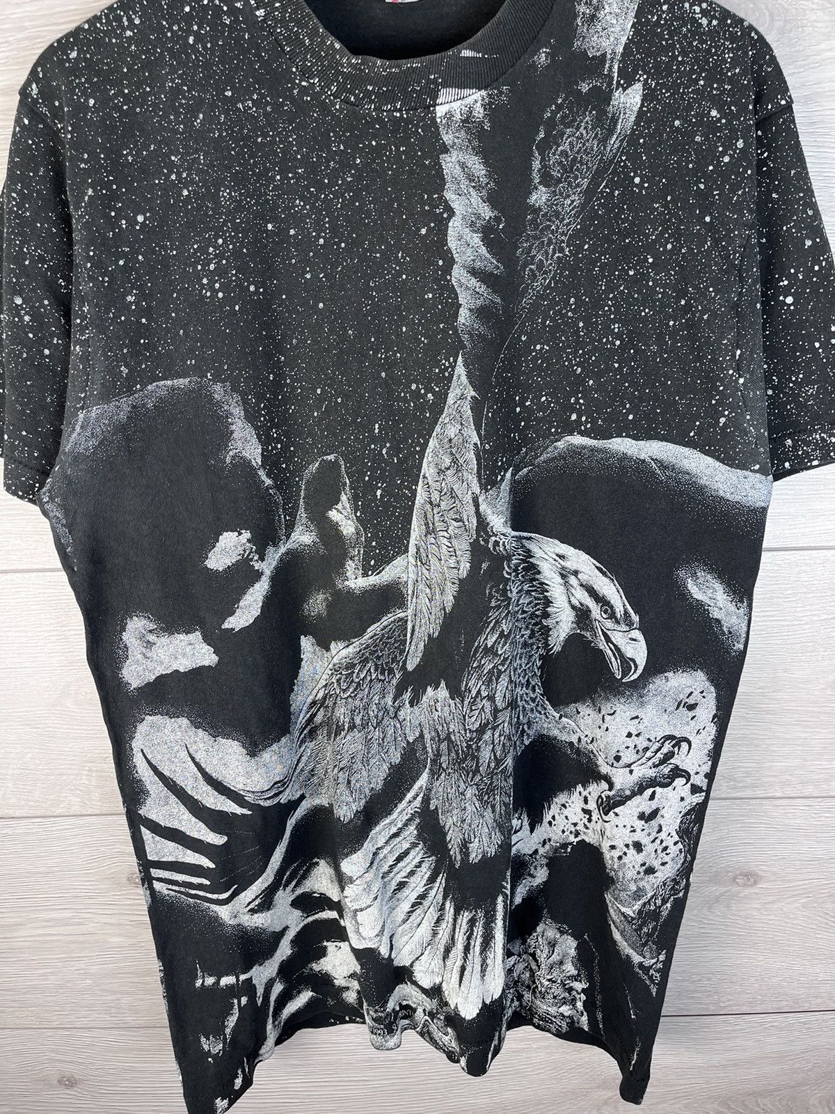 Fruit Of The Loom Vintage 1993 Flying Eagle AOP Single Stitched Graphic Tee Size US L / EU 52-54 / 3 - 4 Thumbnail