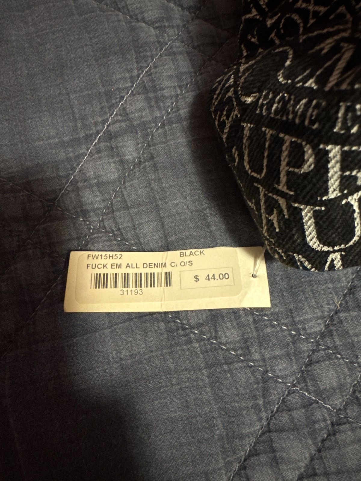Supreme Supreme Denim Fuck Em All FW 2015 Hat Size ONE SIZE - 6 Thumbnail