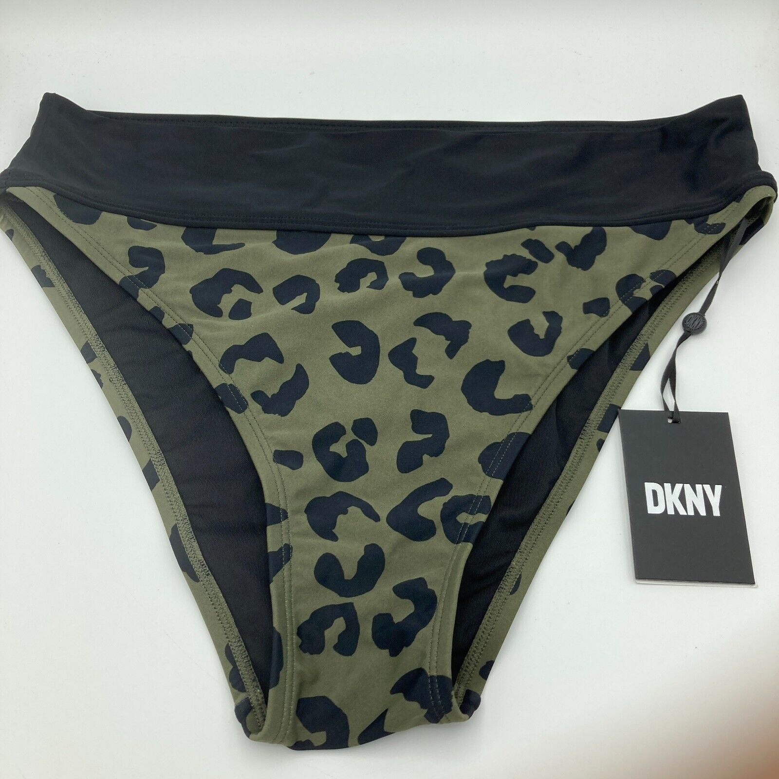 DKNY DKNY Animal Print High Waist Bikini Bottom Swimsuit XL Green Size ONE SIZE - 9 Thumbnail
