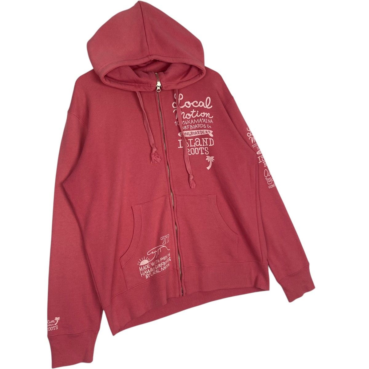 Vintage Vintage Local Motion Full Zip Hoodie Sweater Pink/White Sz L Size L / US 10 / IT 46 - 3 Thumbnail