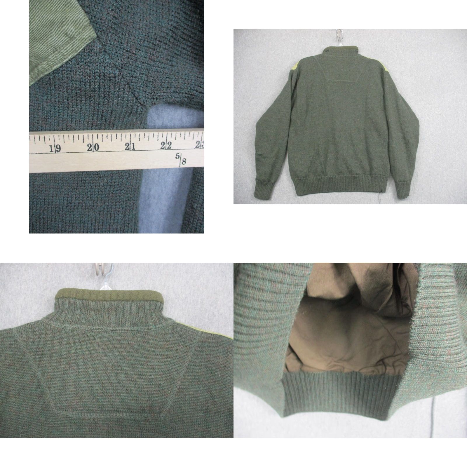 Vintage Beretta Mens Sweater Long Sleeve Green Wool Lined 1/4 Zip Mock Neck Shooting Patch Quilted Shoulders Padded" Size US M / EU 48-50 / 2 - 9 Thumbnail