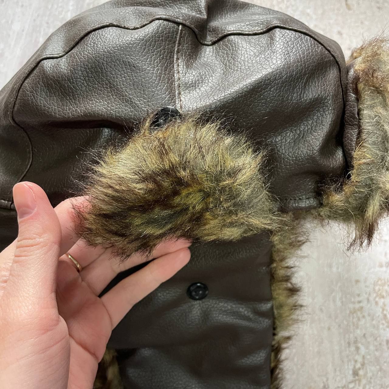 Vintage VINTAGE 90S USHANKA LEATHER BEANIE MOHAIR RARE HYPE Size ONE SIZE - 3 Thumbnail