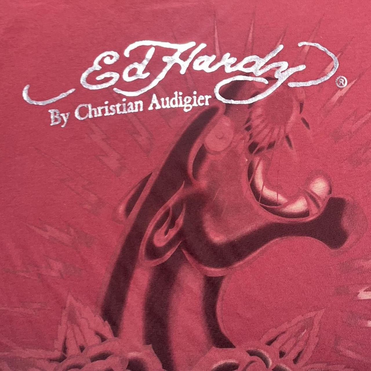Ed Hardy × Vintage Vintage Ed Hardy Two Tone Rose & Panther Emo Tee Size US XXL / EU 58 / 5 - 7 Thumbnail