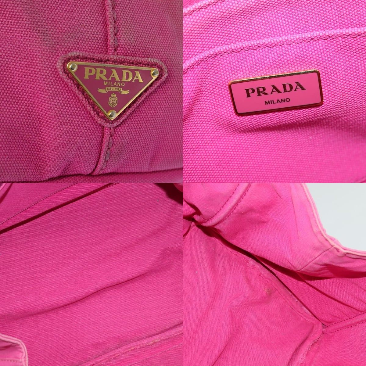 Prada PRADA Canapa GM Hand Bag Canvas Pink Gold Size ONE SIZE - 11 Thumbnail