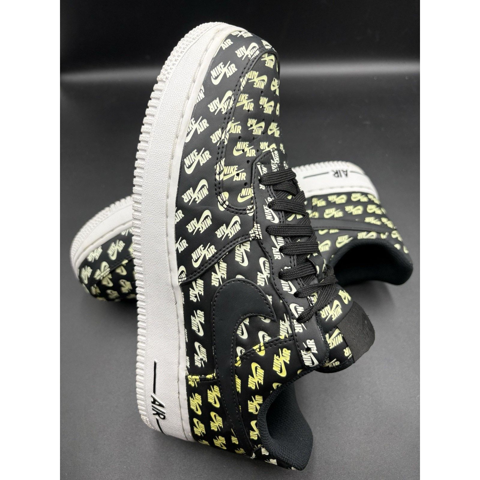 Nike Size 9.5- Nike Air Force 1 '07 QS Low All Over Logo Black Size US 9.5 / EU 42-43 - 5 Thumbnail