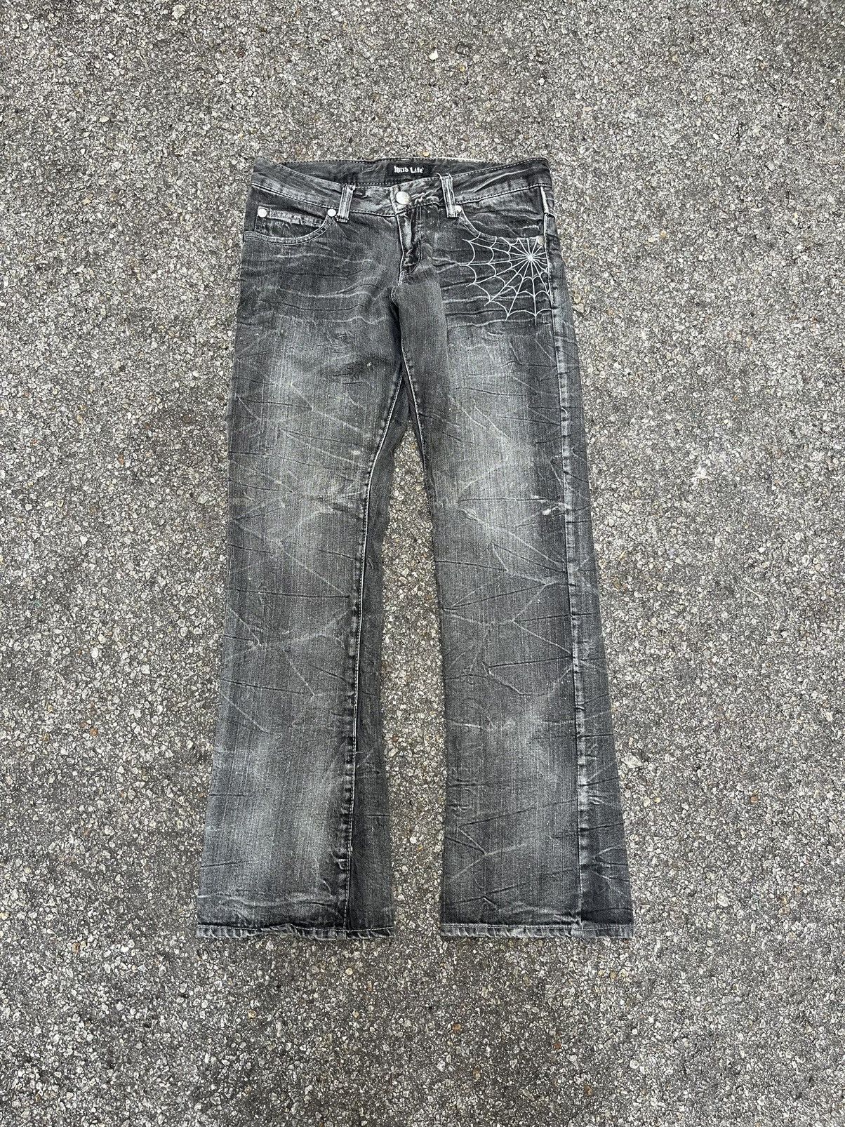 Japanese Brand 2000's Wild Life Flared Faded Jeans Boot Cut Low Rise Denim Size US 32 / EU 48 - 1 Thumbnail