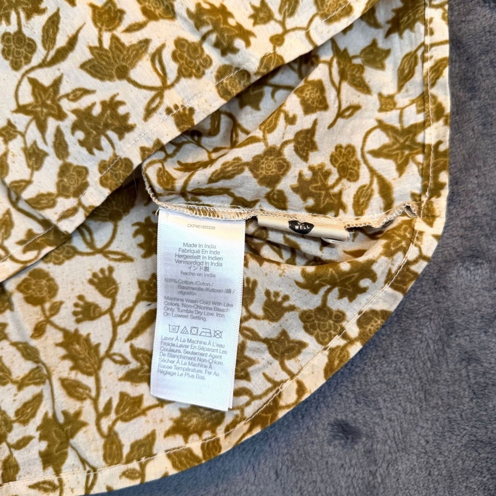 Madewell Madewell Blouse Womens XX-Small Green Floral V-Neck Flutter Sleeve Boho Cotton Short Sleeve Casual Lightweight Breathing Spring Summer Vintage: No Size XXS / US 00 / IT 34 - 5 Thumbnail