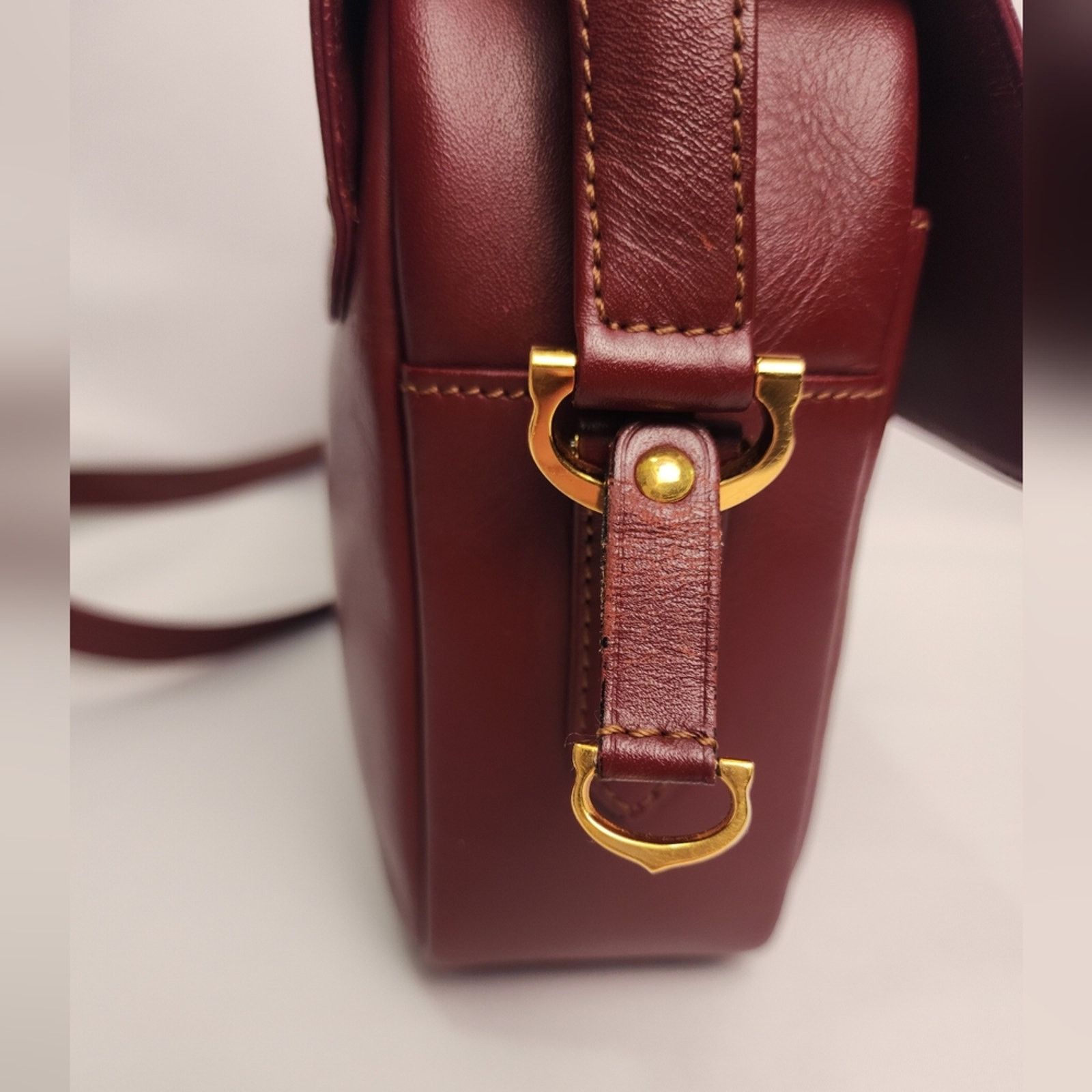 Cartier Cartier Burgundy Bordeaux Leather Shoulder Bag Size ONE SIZE - 14 Thumbnail