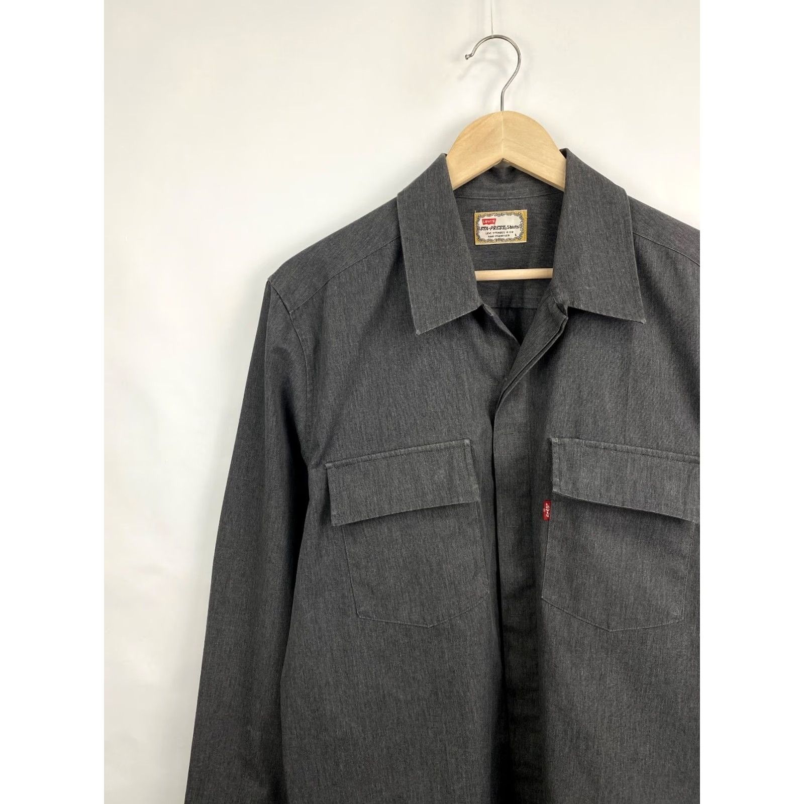 Vintage VINTAGE Levi’s Shirt L Gray 1990s Sta Prest Retro Rare Hype Y2K Mens Size US L / EU 52-54 / 3 - 3 Thumbnail