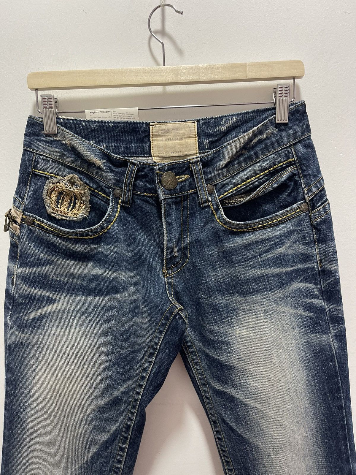 Japanese Brand × Vintage VINTAGE LOLITA EMBROIDERY DISTRESSED DENIM JEANS Size 28" / US 6 / IT 42 - 9 Thumbnail