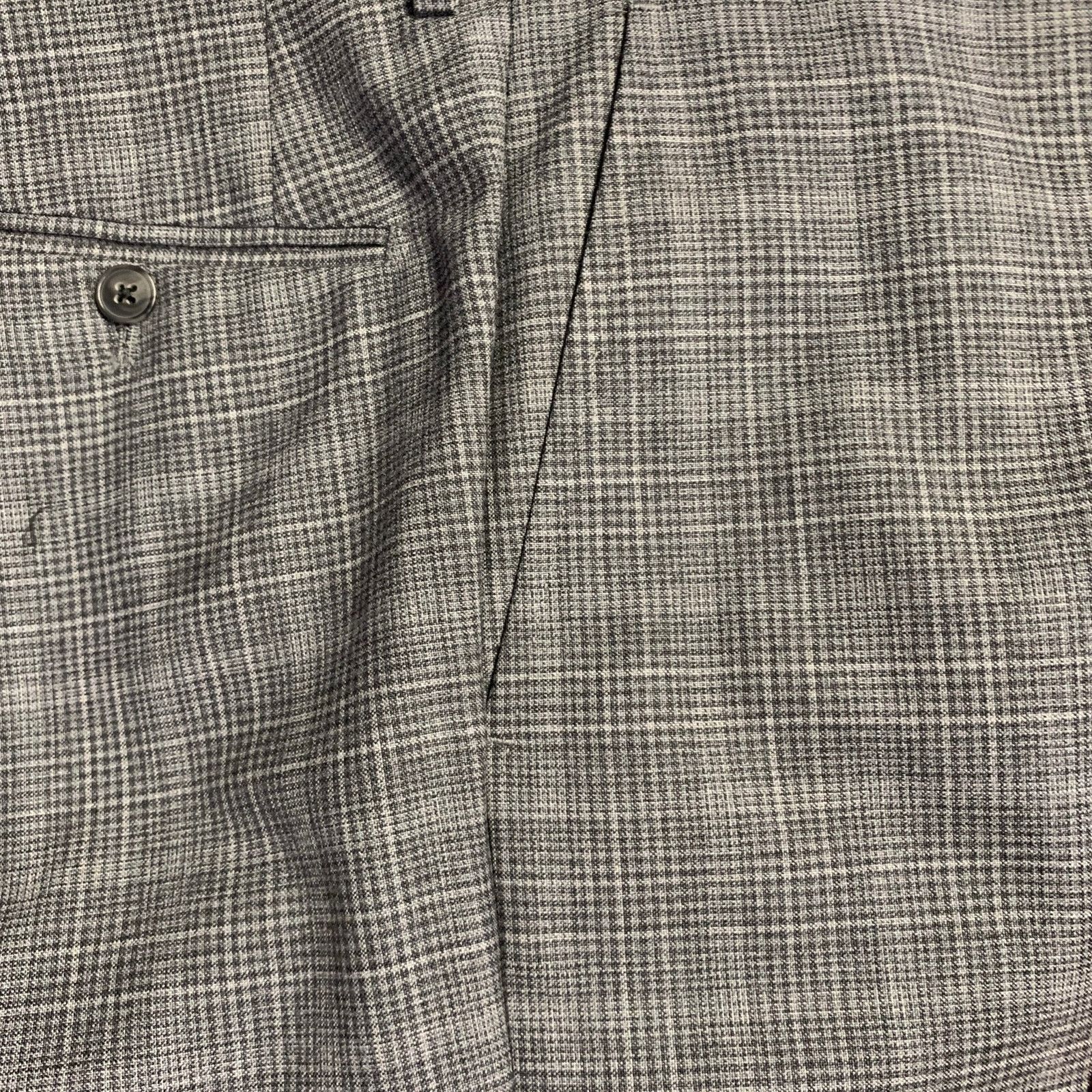 Eidos Napoli EIDOS 38 Regular Grey Charcoal Plaid Wool Notch Lapel Suit Size 38R - 14 Thumbnail