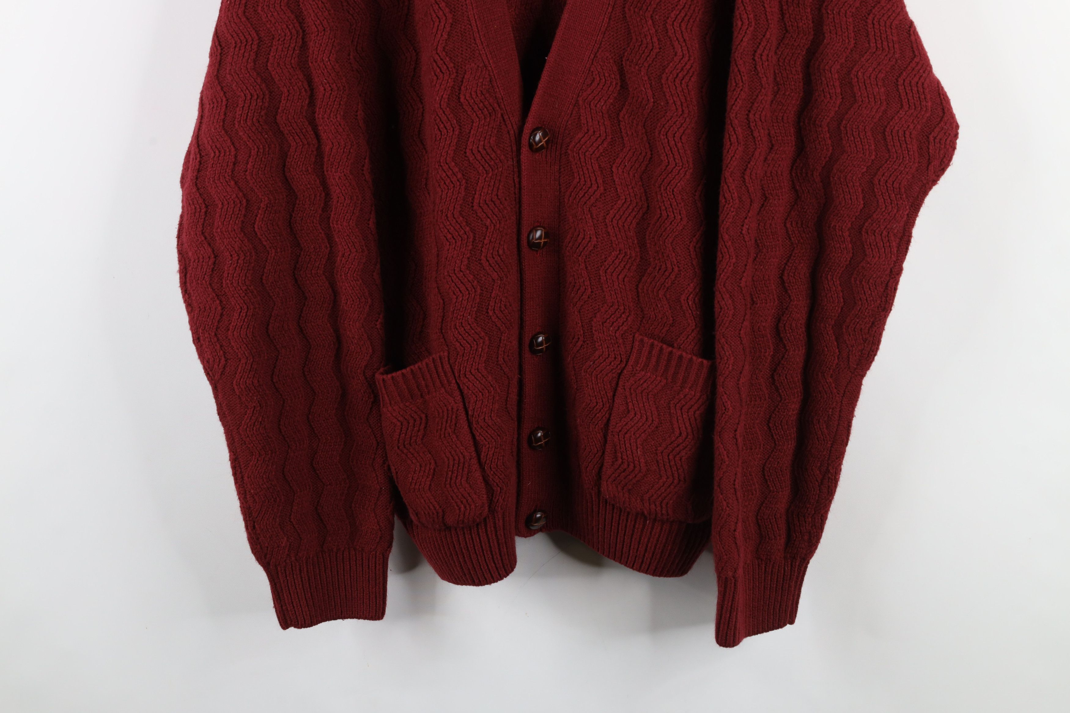 Vintage Vintage 90s Streetwear Ribbed Knit Cardigan Sweater Red Size US XL / EU 56 / 4 - 3 Thumbnail