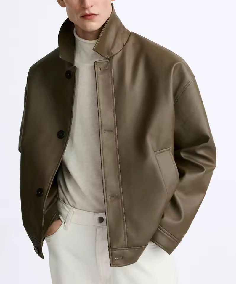 Other Casual PU Leather Loose Basic Brown Jacket Size US L / EU 52-54 / 3 - 1 Thumbnail