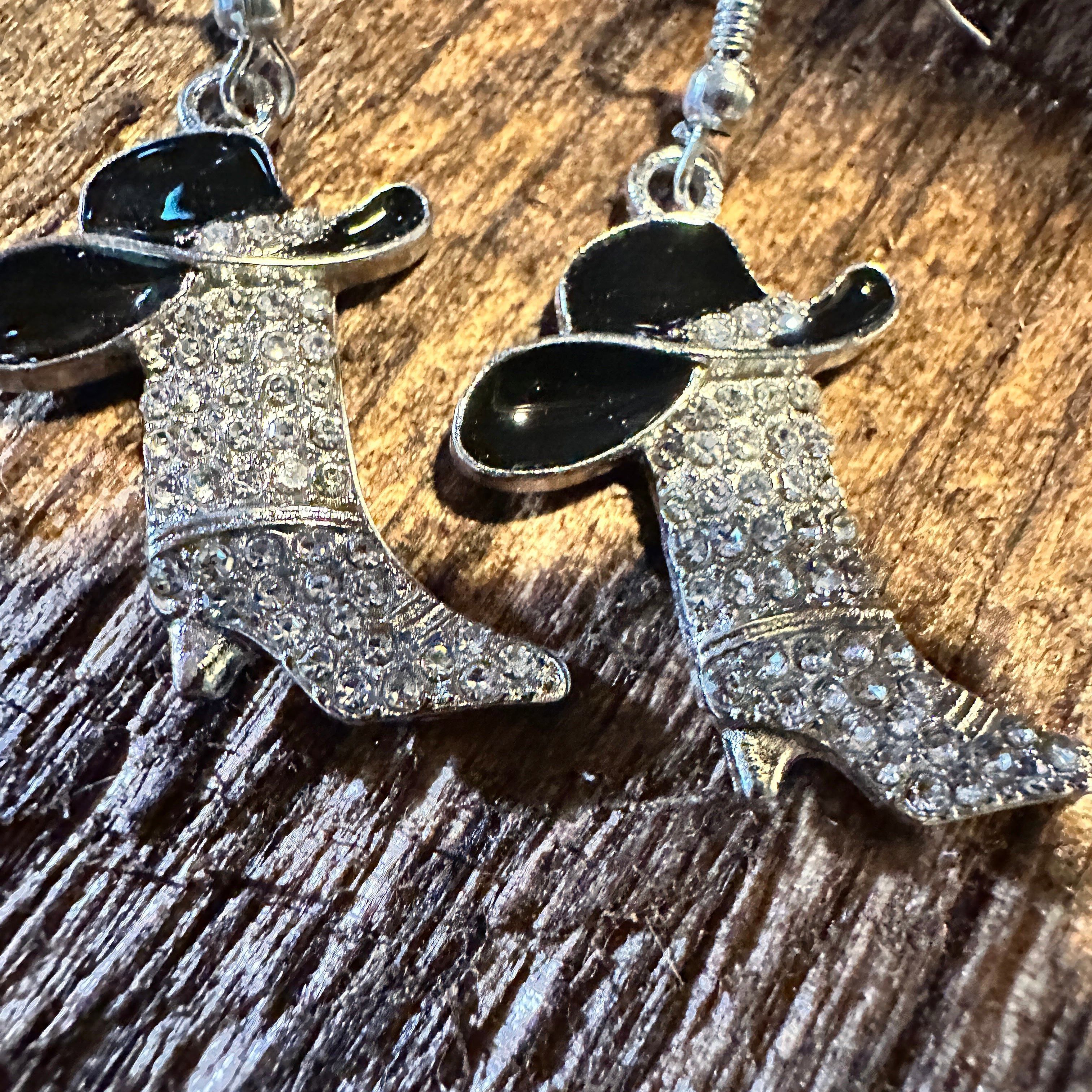 Other Boho Hippie Western Cowgirl Boot Sparkling Silver Drop Wire Size ONE SIZE - 2 Thumbnail