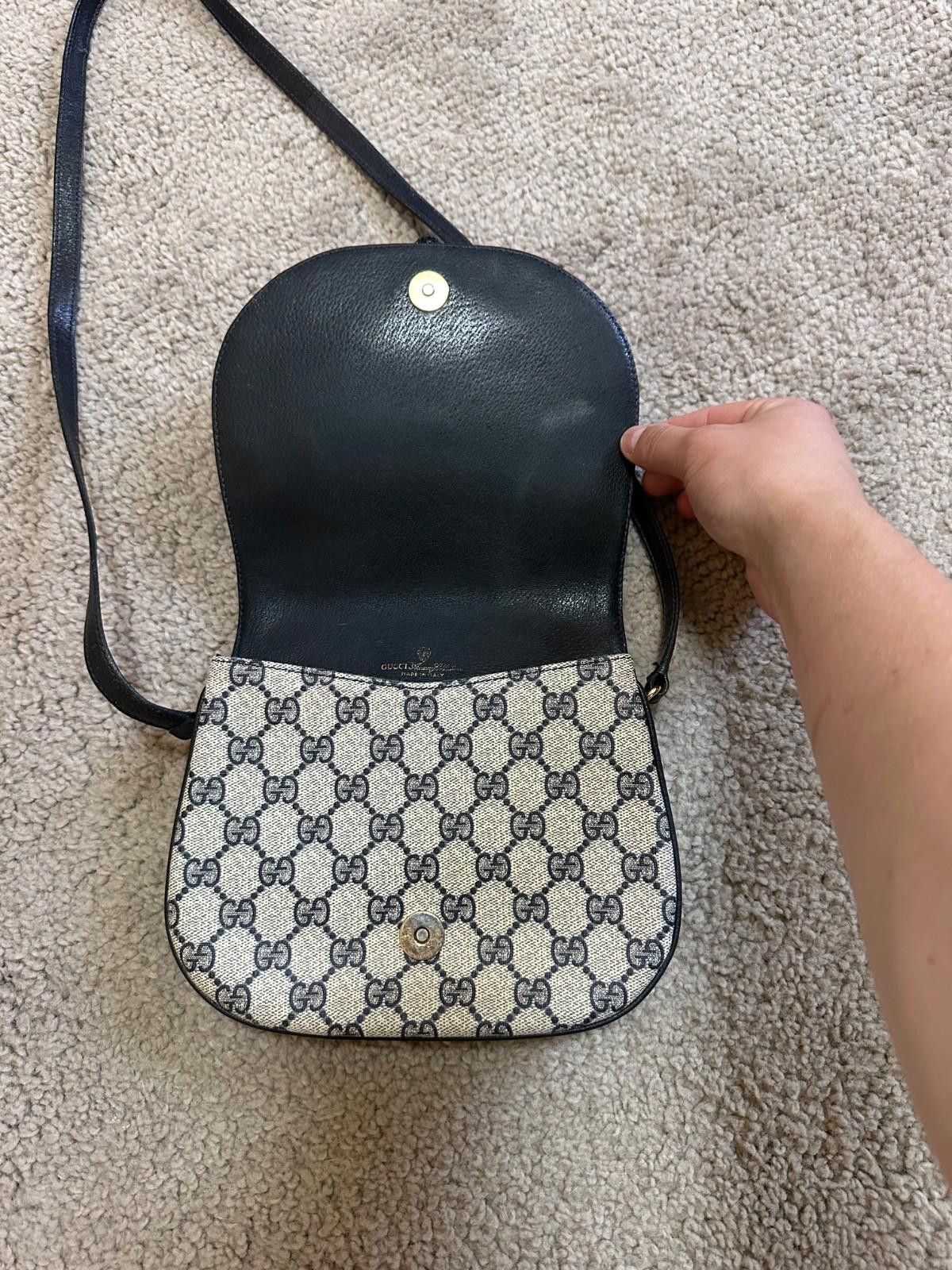 Gucci GUCCI GG Canvas Shoulder Bag PVC Leather Gray Navy Size ONE SIZE - 8 Thumbnail